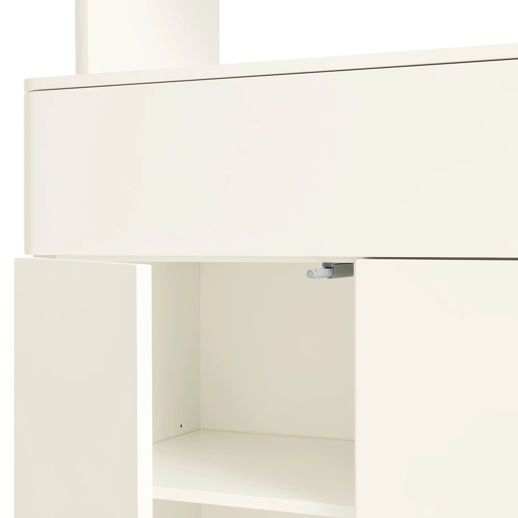 Agnes Curved Edge Dresser, Off White with Oak Top - Image 13