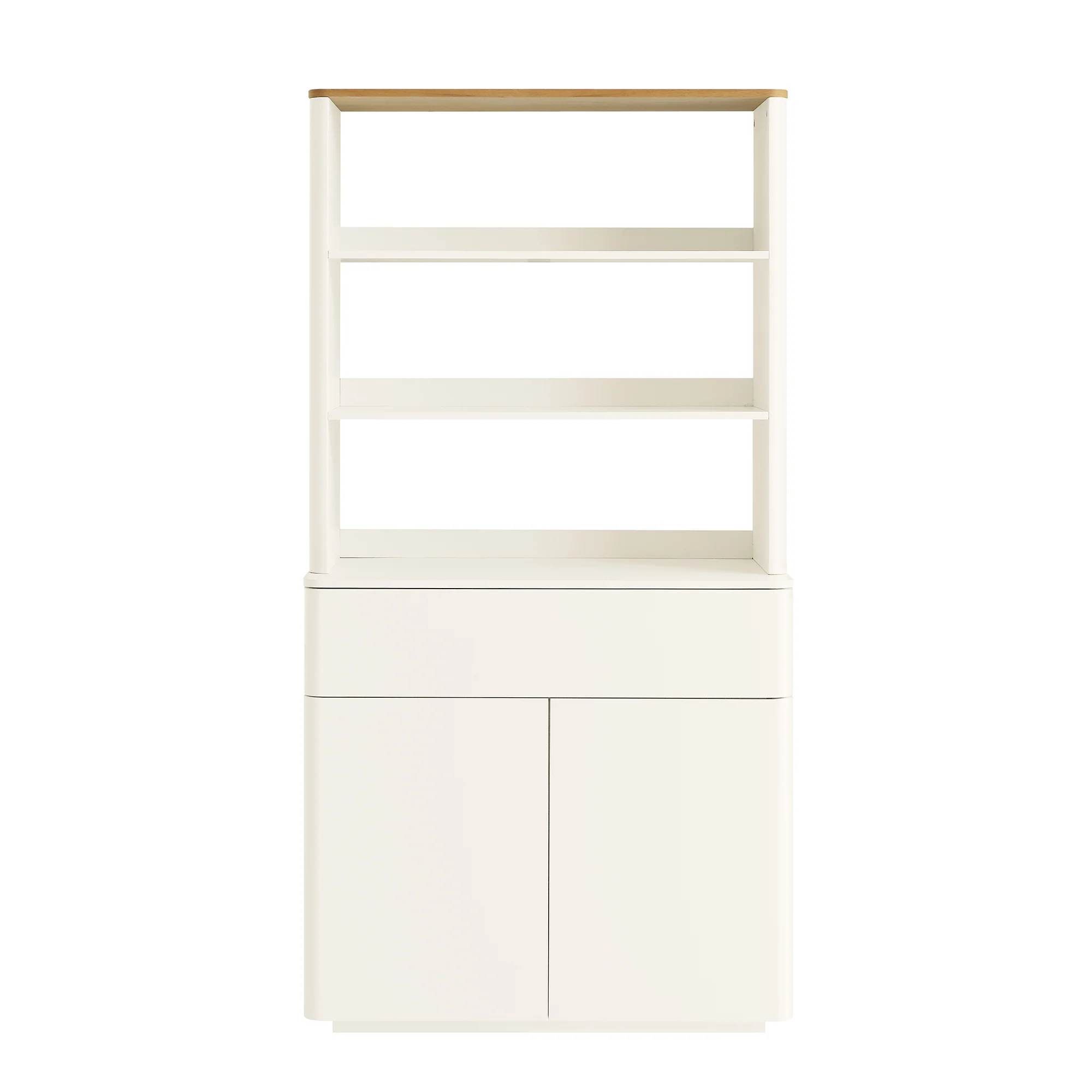 Agnes Curved Edge Dresser, Off White with Oak Top - Image 4
