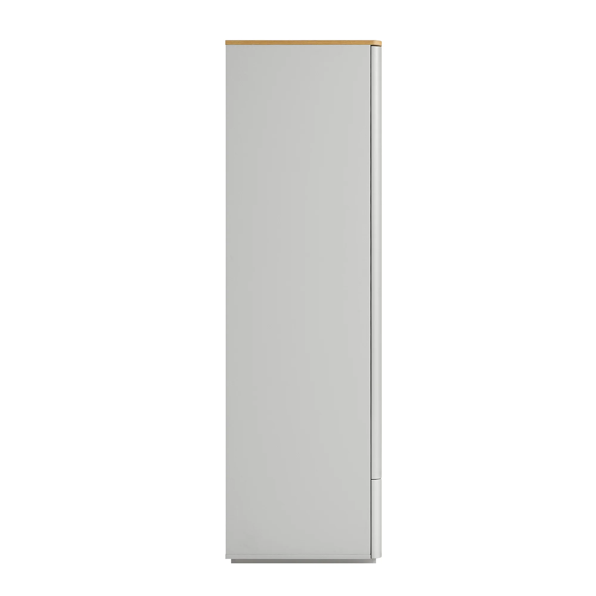 Agnes Curved Edge Triple Wardrobe, Dove Grey with Oak Top - Image 10