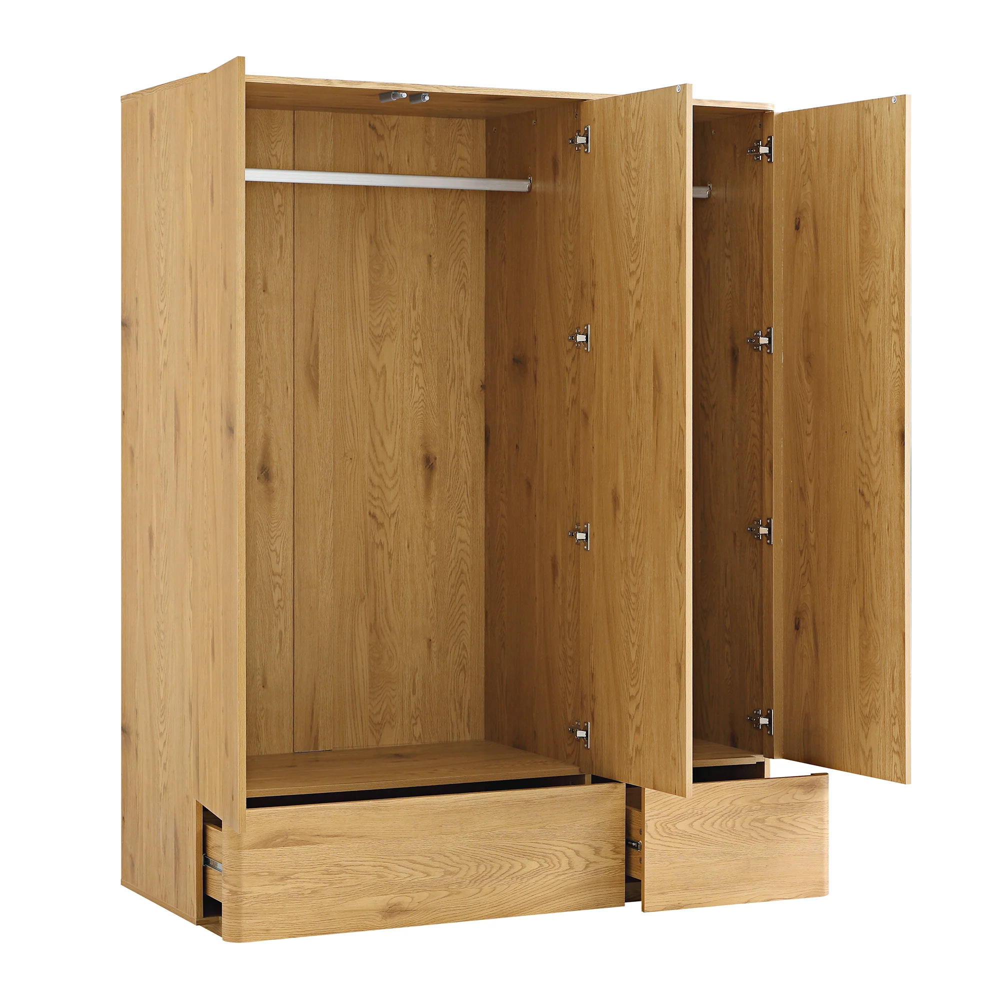 Agnes Curved Edge Triple Wardrobe, Natural - Image 8