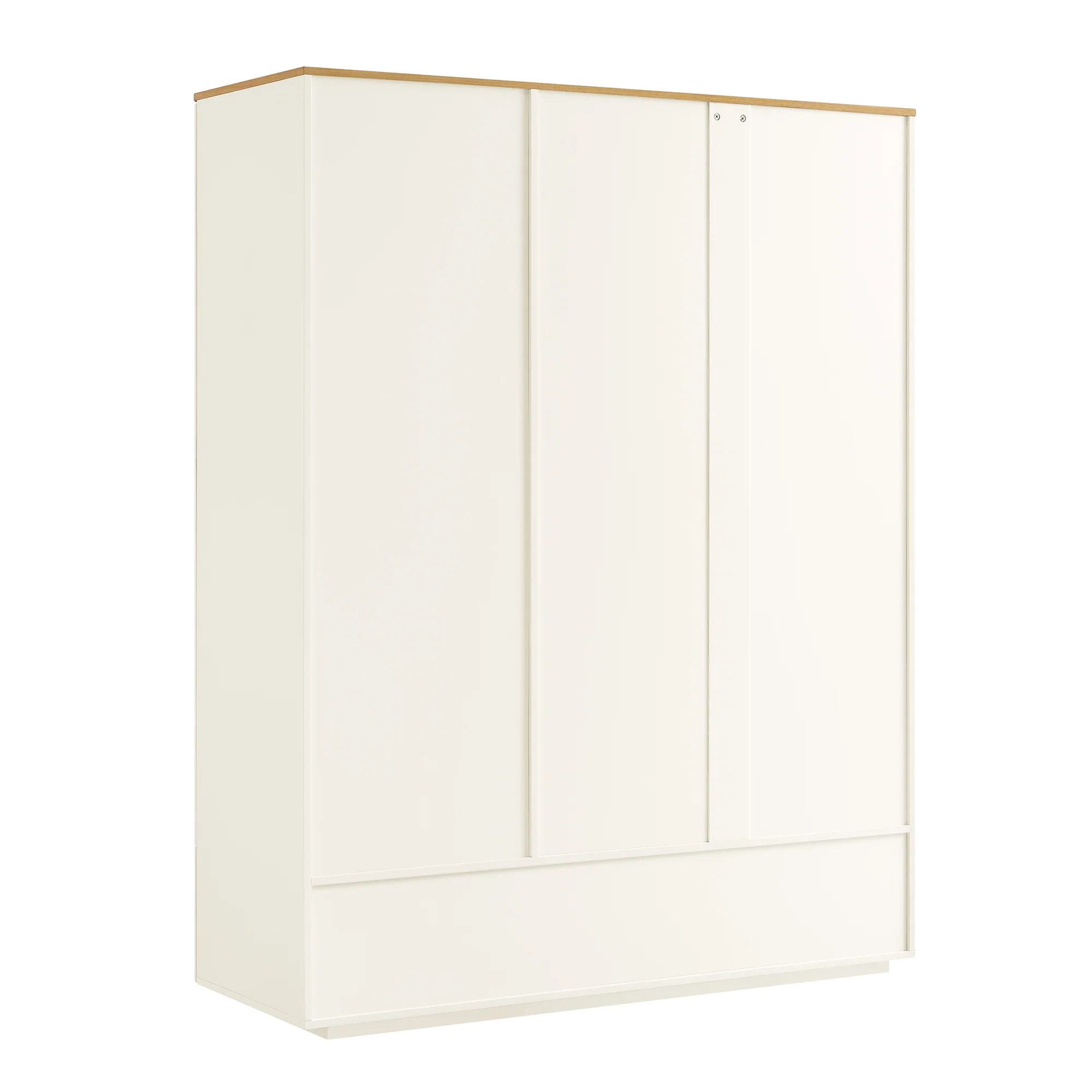 Agnes Curved Edge Triple Wardrobe, Off White with Oak Top - Image 10