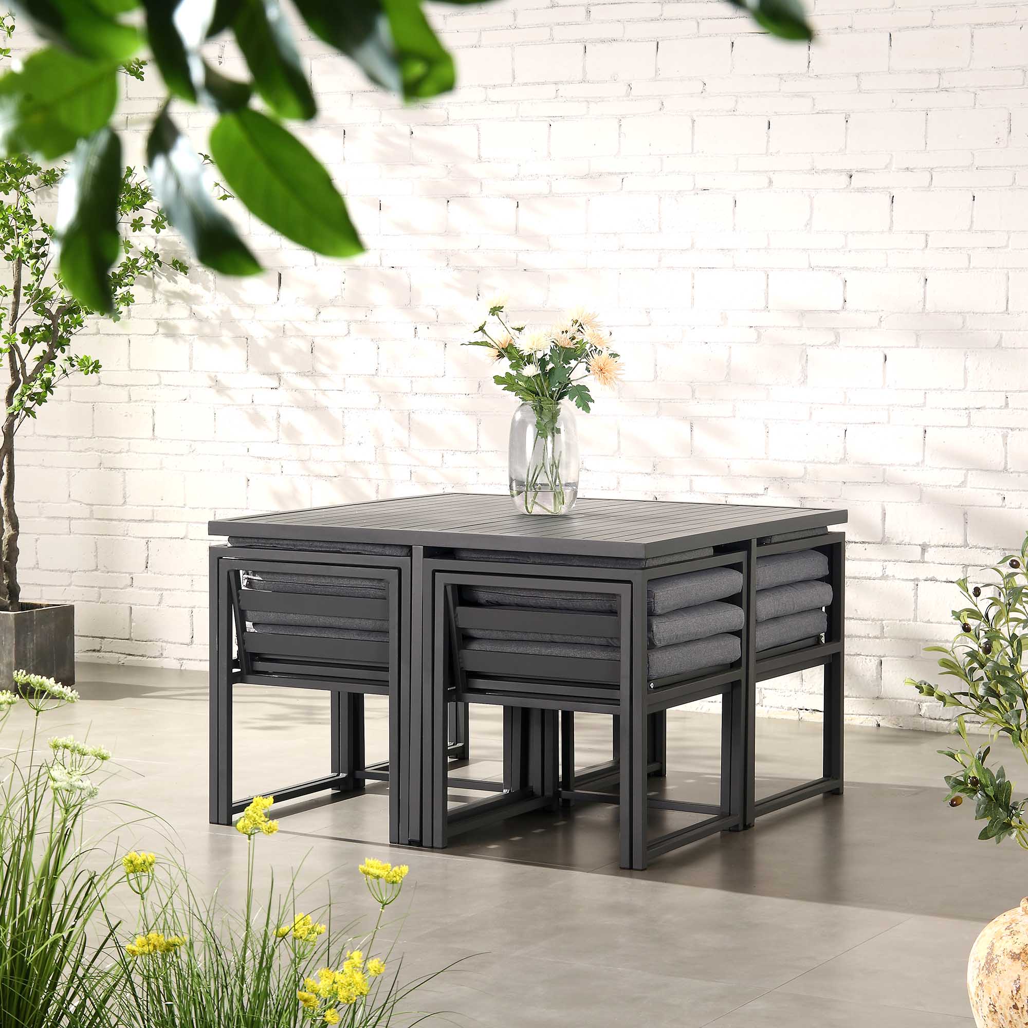 Albany Aluminium 9-Piece Outdoor Cube Dining Set, Grey - Image 3