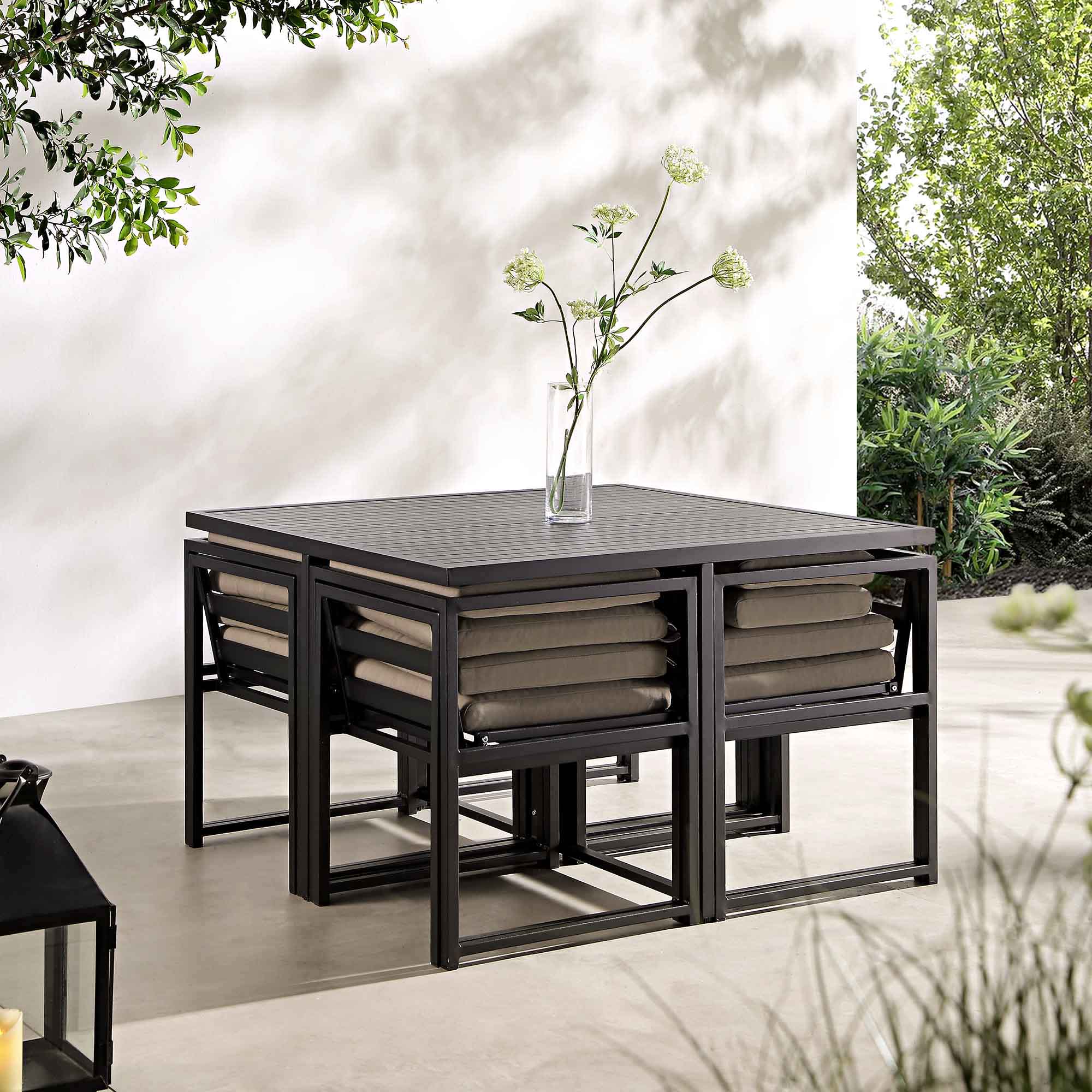Albany Aluminium 9-Piece Outdoor Cube Dining Set,Taupe - Image 3