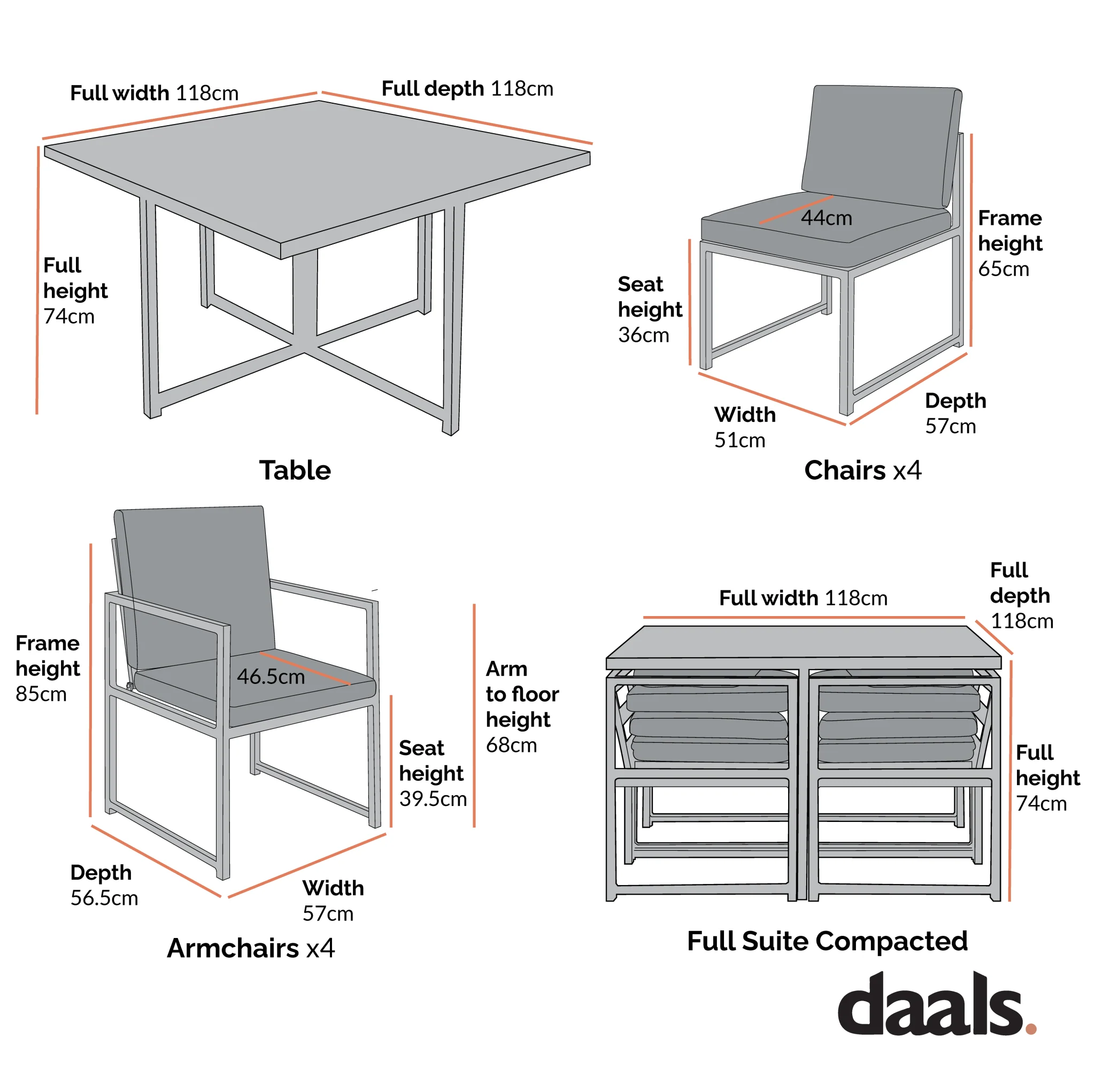 Albany Aluminium 9-Piece Outdoor Cube Dining Set, Grey - Image 6
