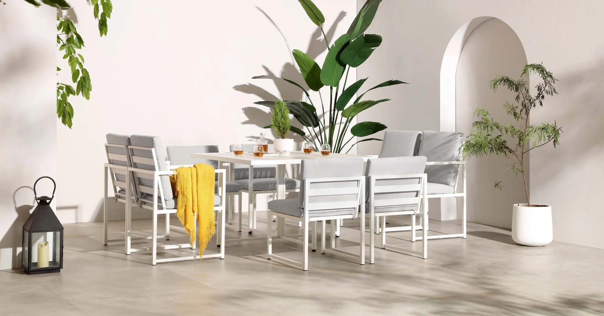 Albany Aluminium 9-Piece Outdoor Cube Dining Set, White - Image 4