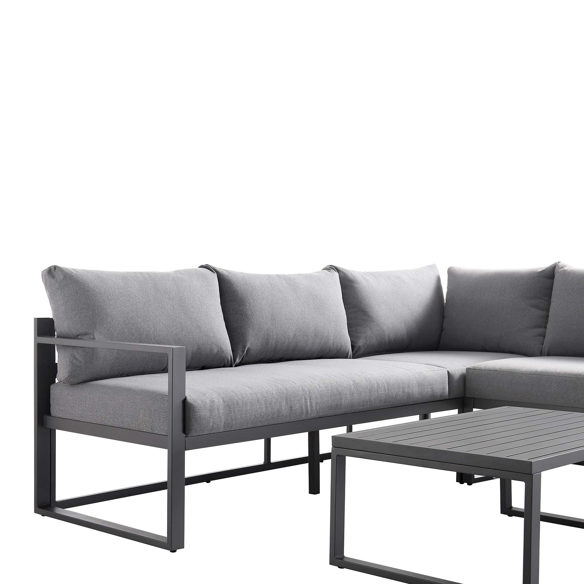 Albany Aluminium Corner Sofa Set with Reclining Back and Coffee Table, Grey - Image 12