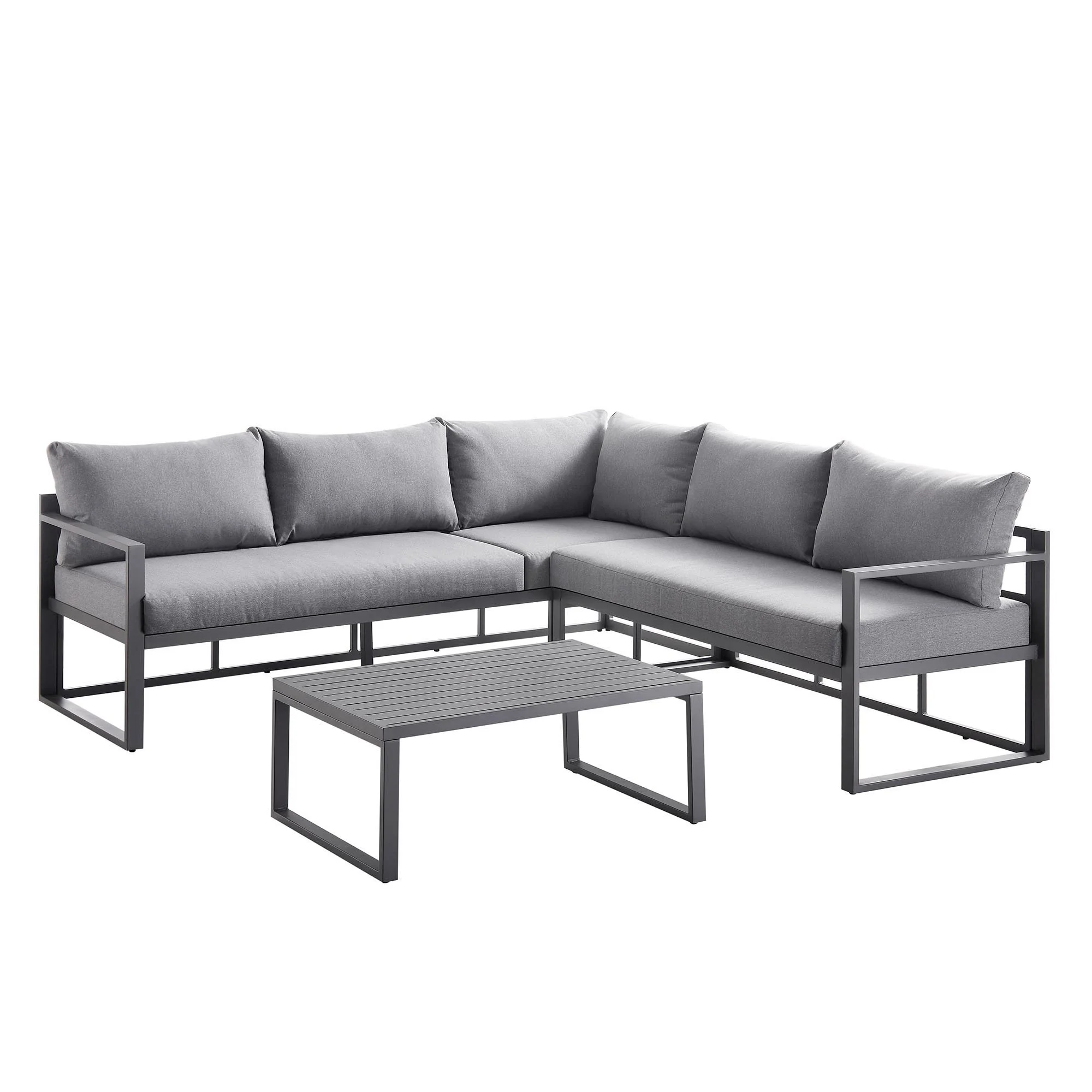 Albany Aluminium Corner Sofa Set with Reclining Back and Coffee Table, Grey - Image 7