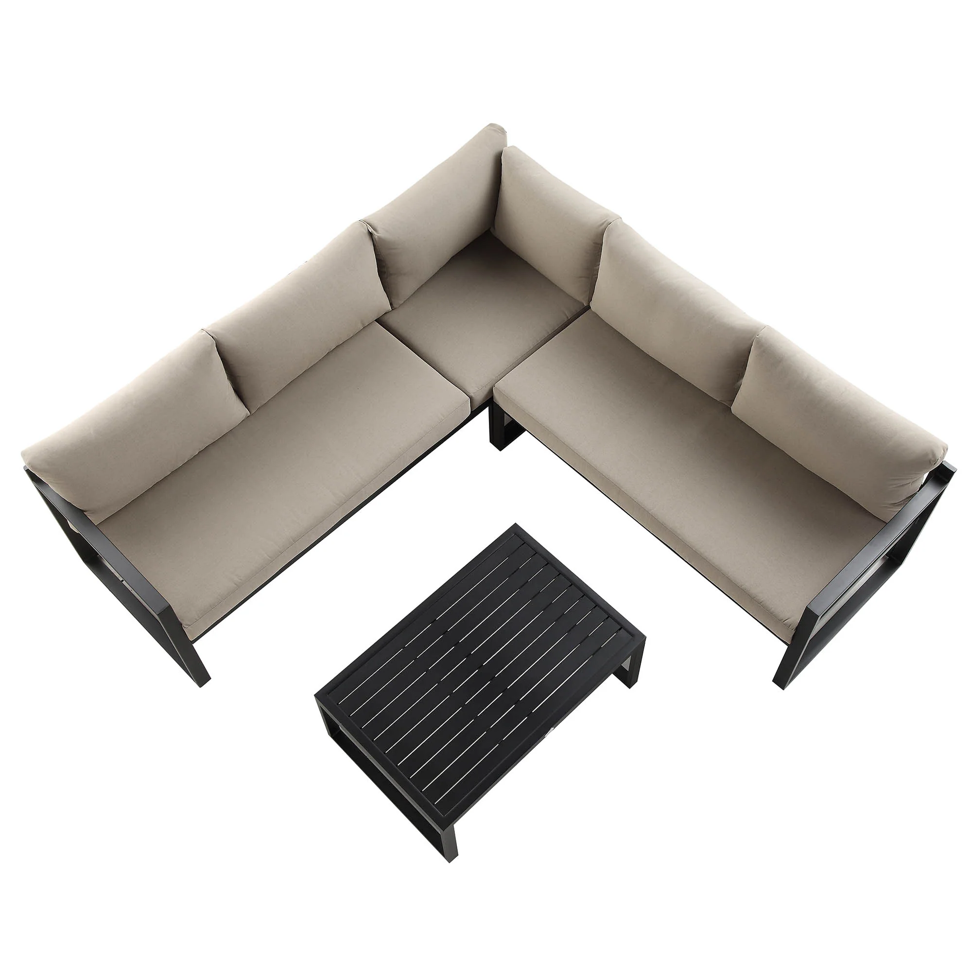 Albany Aluminium Corner Sofa Set with Reclining Back and Coffee Table, Taupe - Image 8