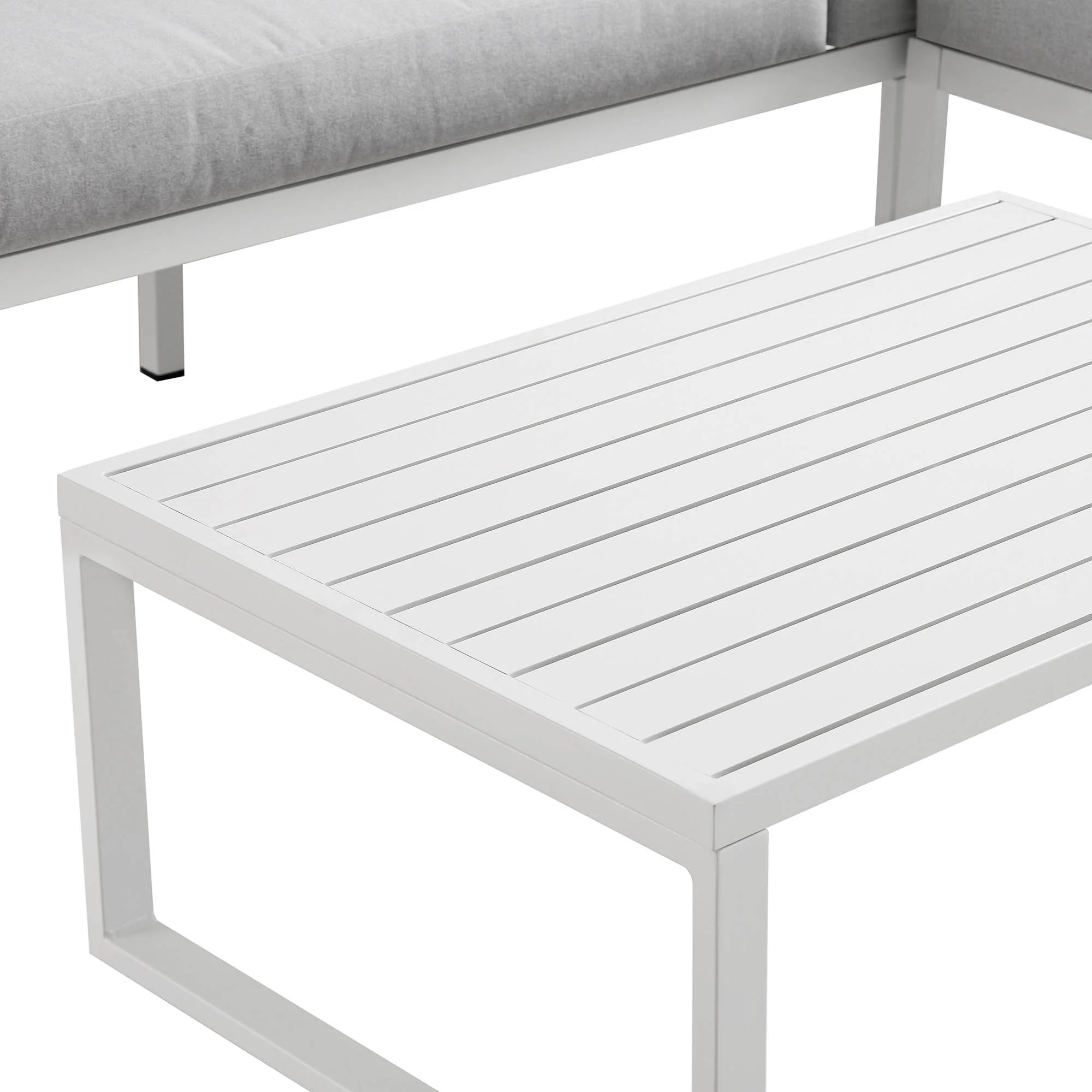Albany Aluminium Corner Sofa Set with Reclining Back and Coffee Table, White - Image 16