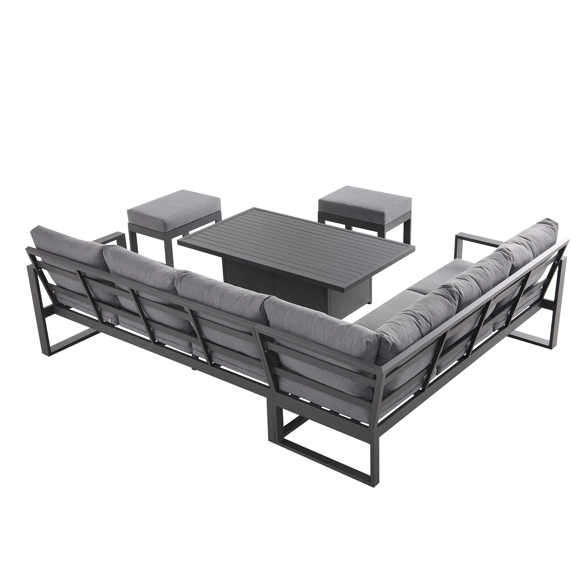Albany Aluminium Large Corner Casual Dining Set with Rising Table, Grey - Image 10