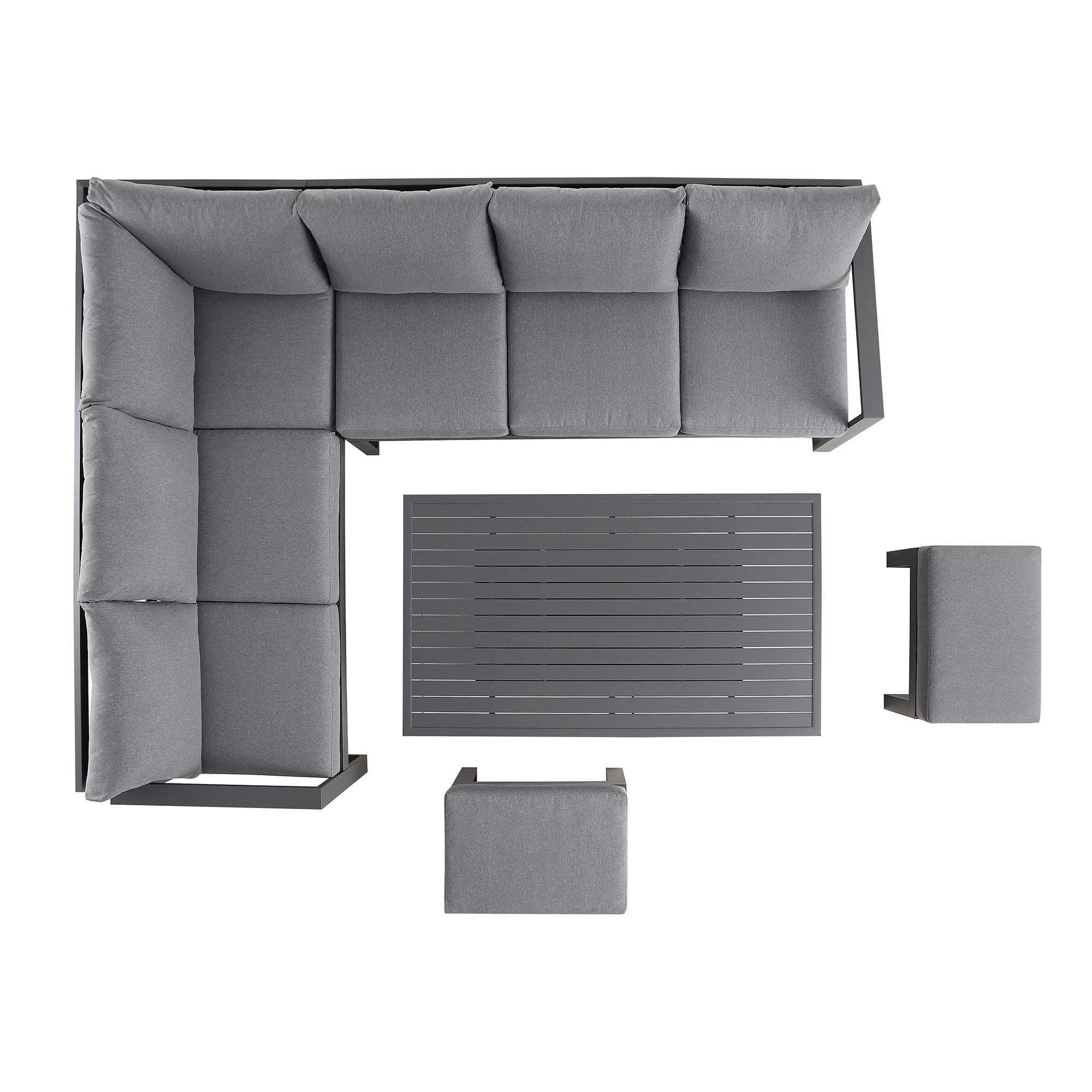 Albany Aluminium Large Corner Casual Dining Set with Rising Table, Grey - Image 9