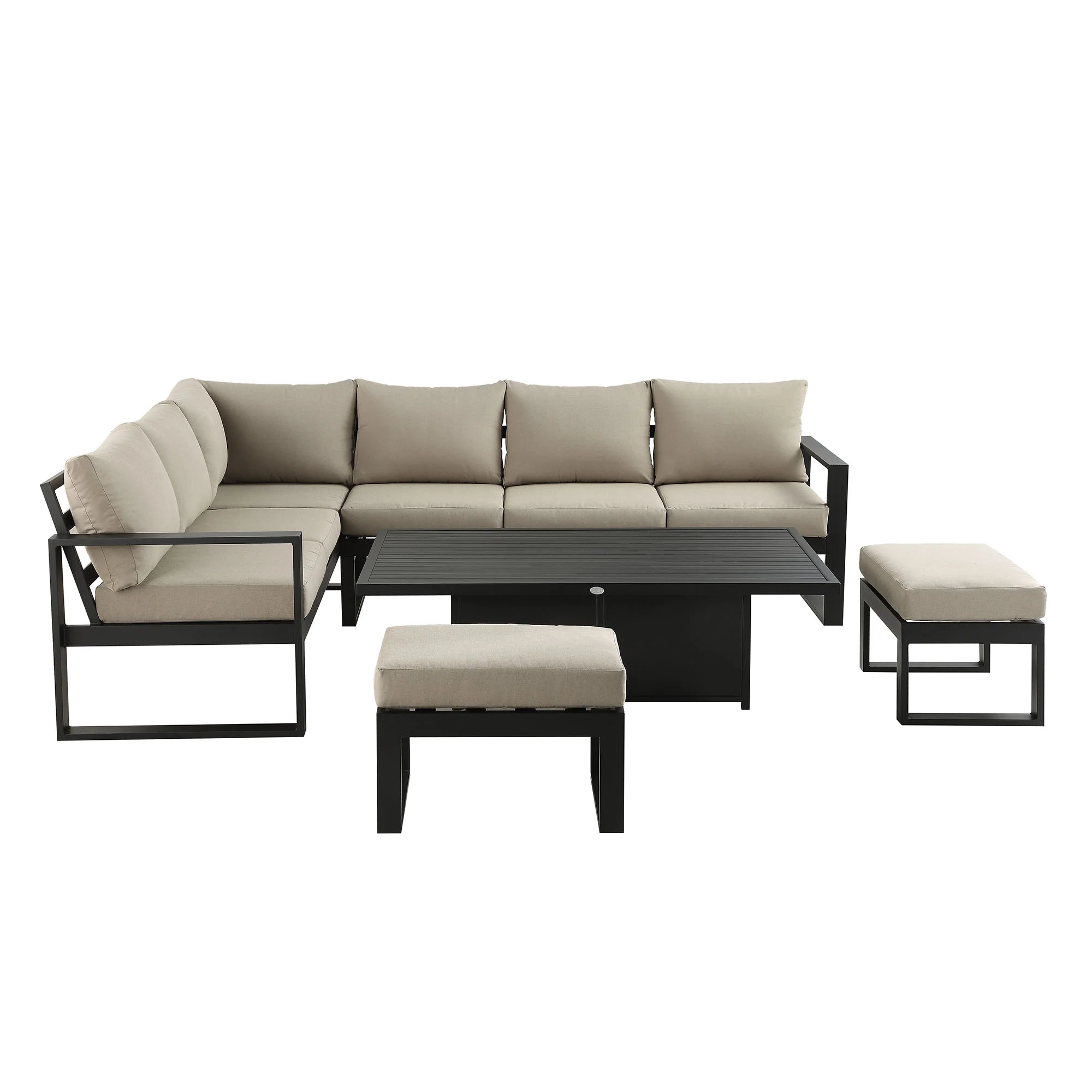 Albany Aluminium Large Corner Casual Dining Set with Rising Table, Taupe - Image 9