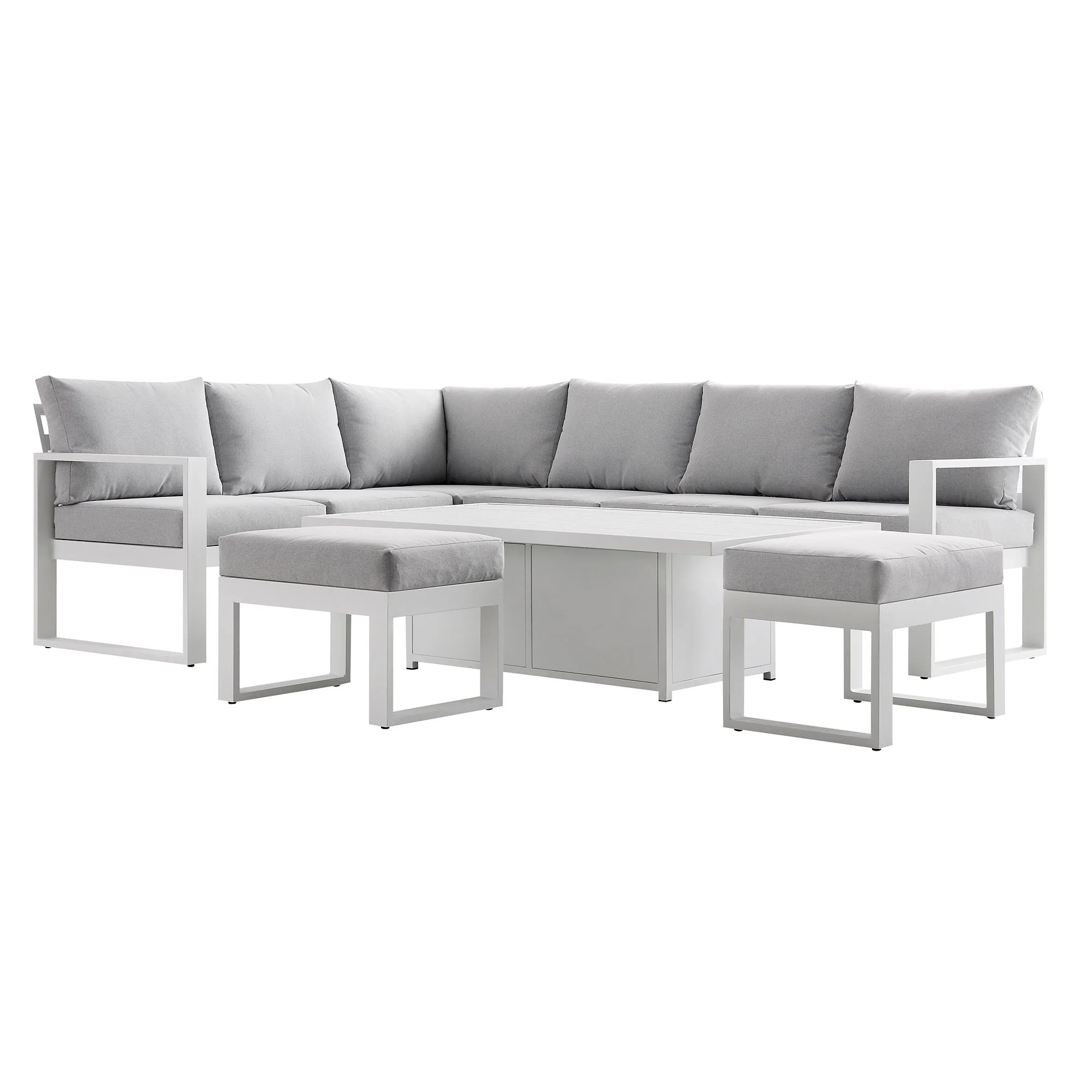 Albany Aluminium Large Corner Casual Dining Set with Rising Table, White - Image 7