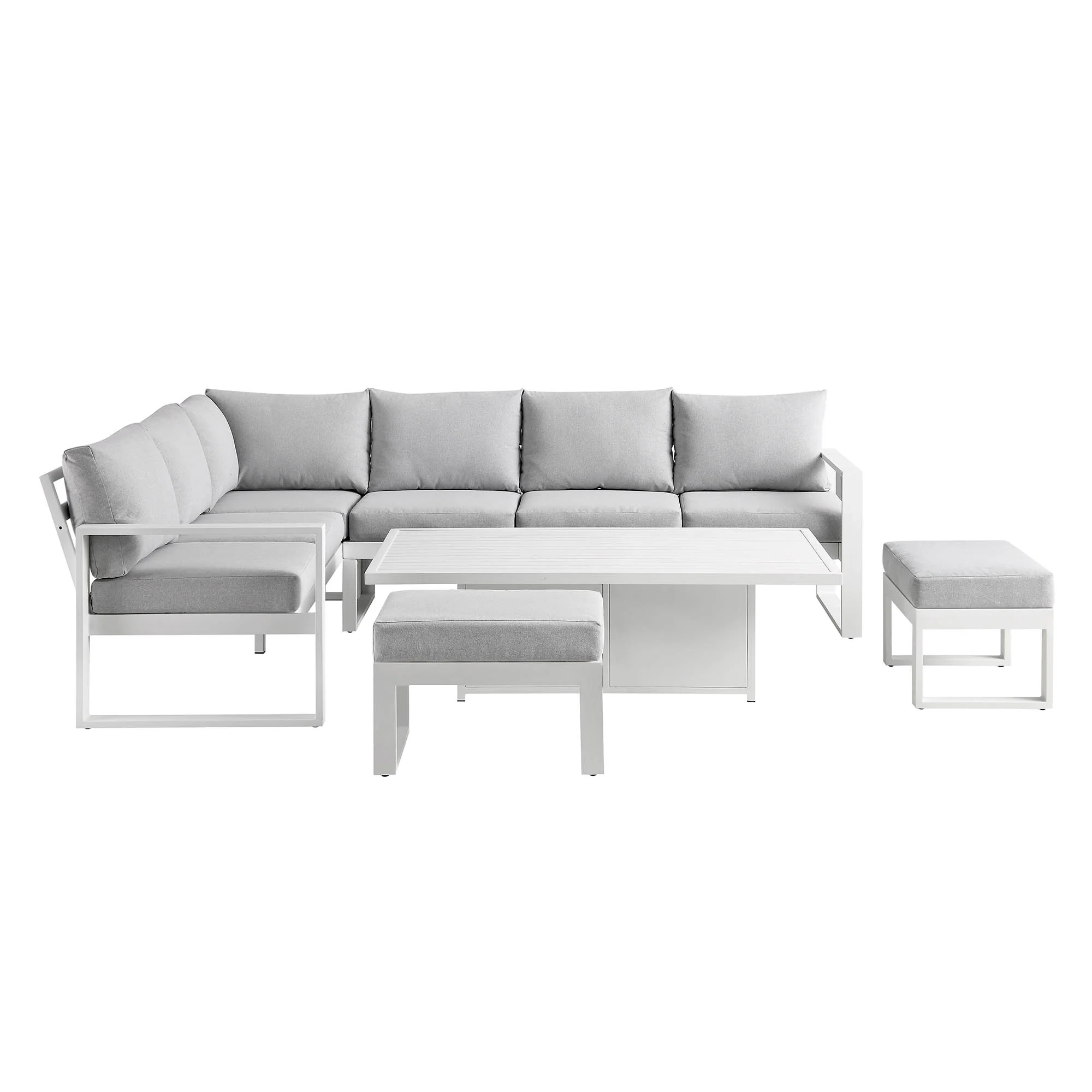 Albany Aluminium Large Corner Casual Dining Set with Rising Table, White - Image 9