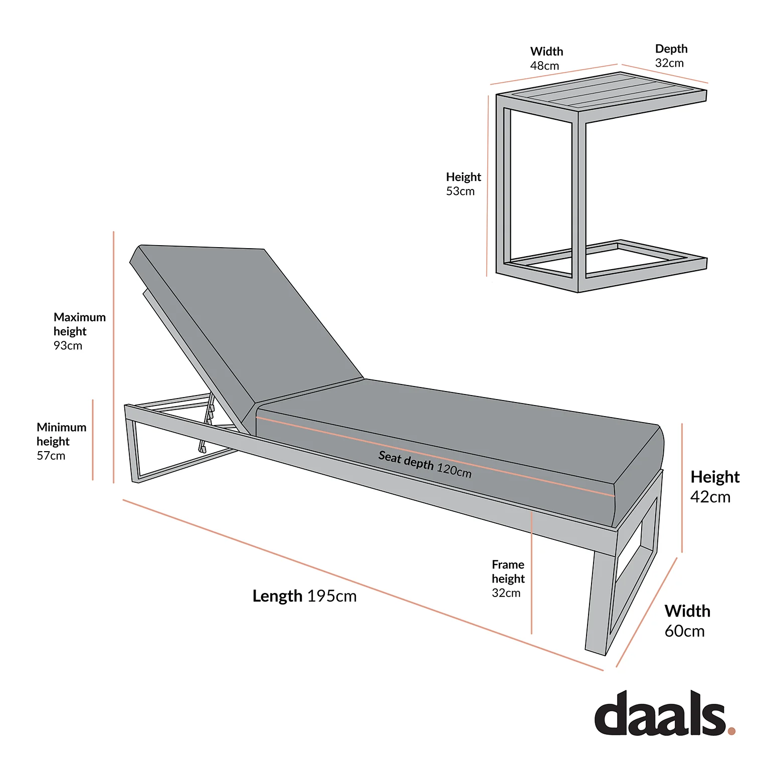 Albany Aluminium Sun Lounger and Side Table Set, Taupe - Image 5