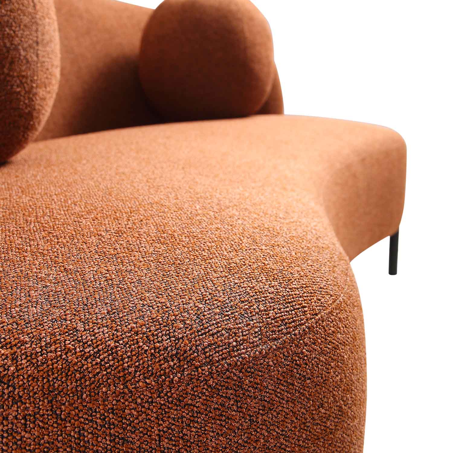 Amboise 3-Seater Curved Sofa with Ball Cushions, Brick Boucle - Image 14