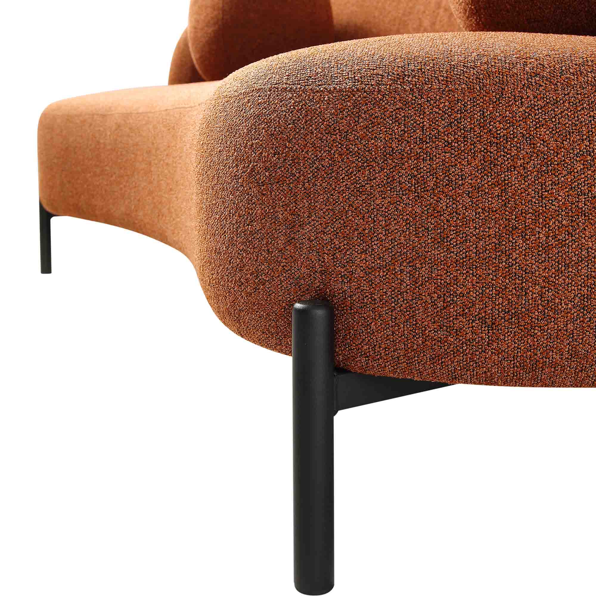 Amboise 3-Seater Curved Sofa with Ball Cushions, Brick Boucle - Image 15