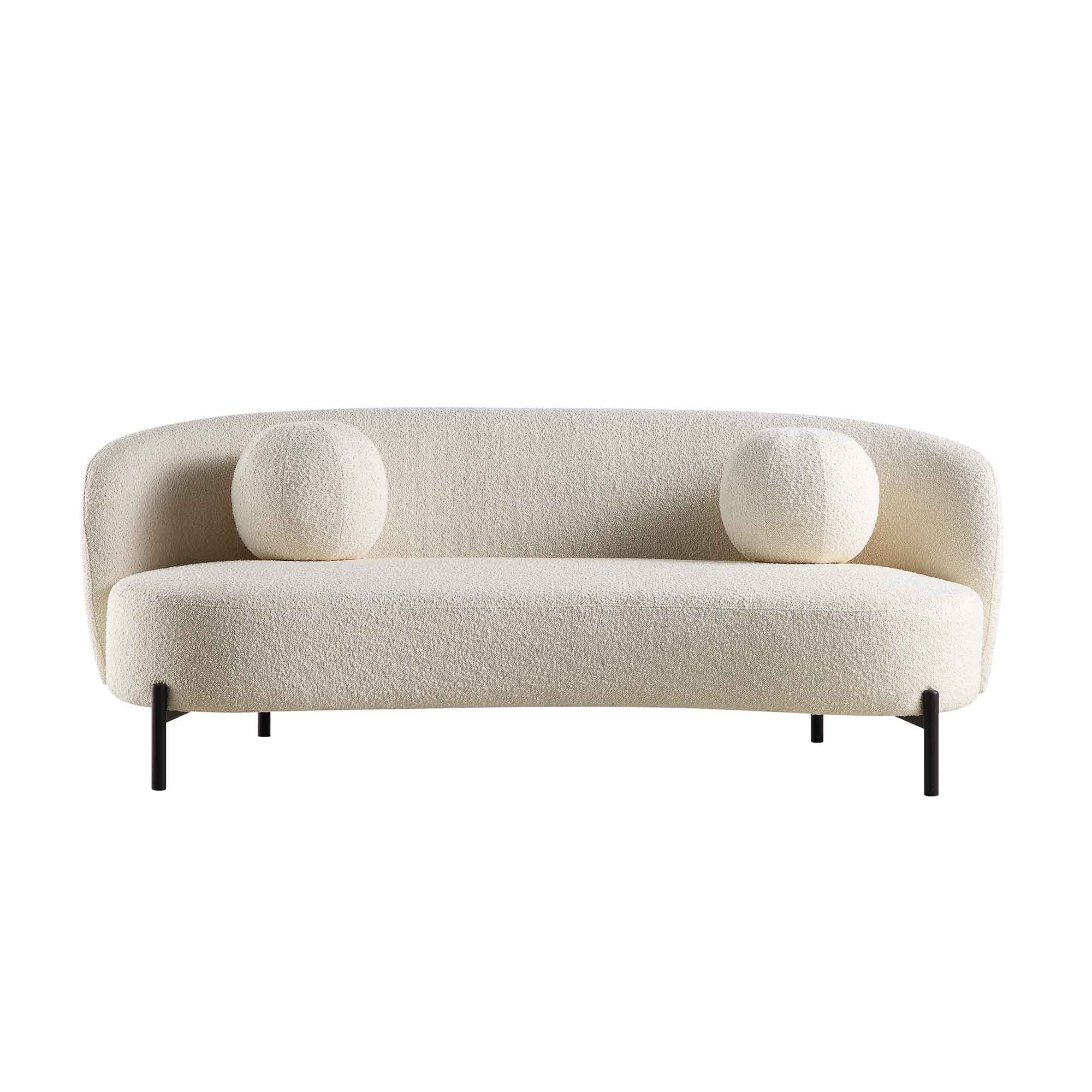 Amboise 3-Seater Curved Sofa with Ball Cushions, Ecru Boucle - Image 10