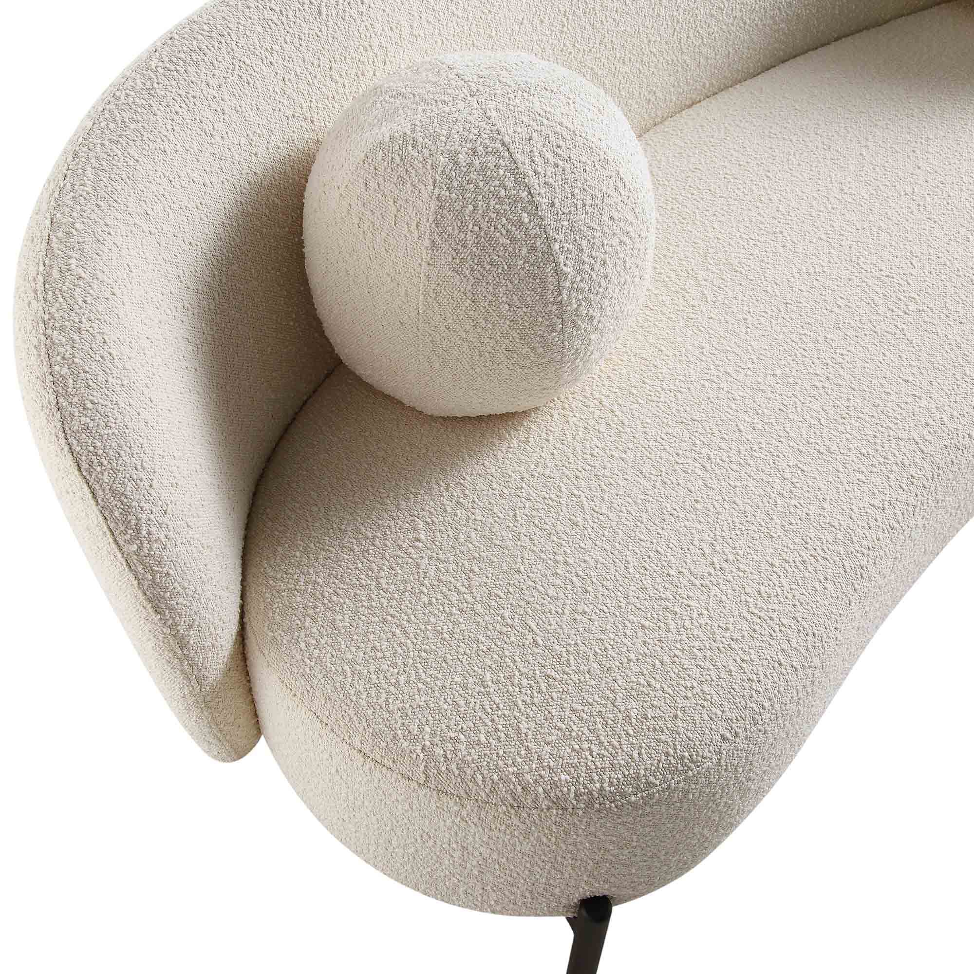 Amboise 3-Seater Curved Sofa with Ball Cushions, Ecru Boucle - Image 15