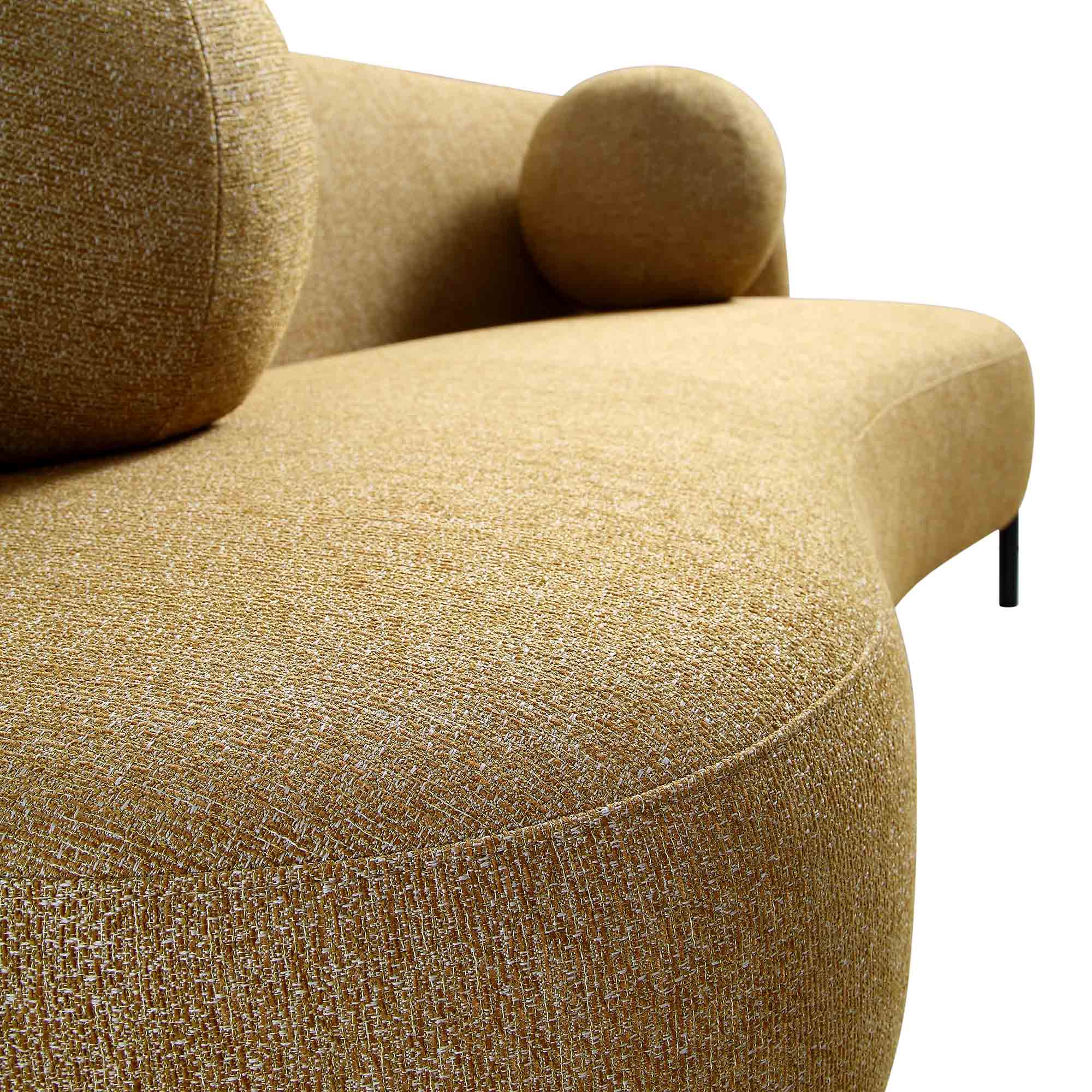 Amboise 3-Seater Curved Sofa with Ball Cushions, Marigold Textured Fabric - Image 13