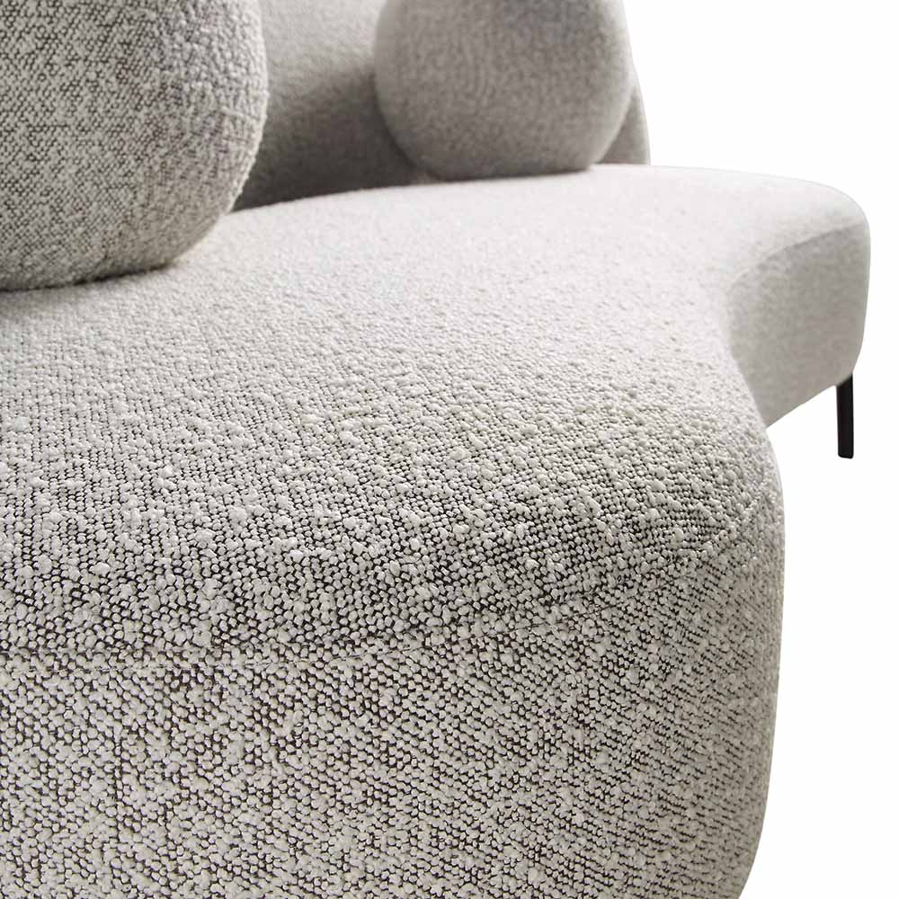 Amboise 3-Seater Curved Sofa with Ball Cushions, Mist Grey Boucle - Image 13