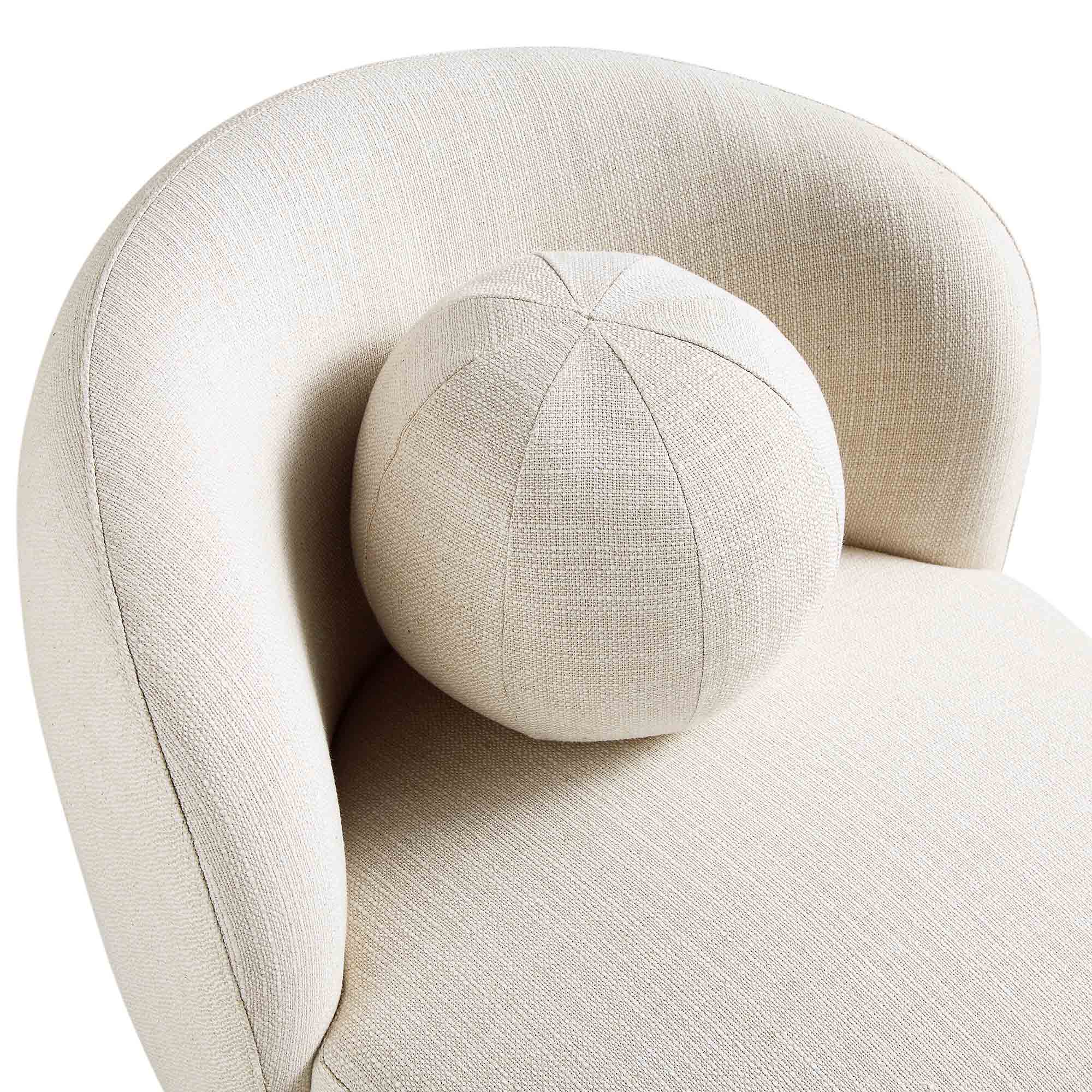 Amboise Armchair with Ball Cushion, Beige Linen Blend - Image 14