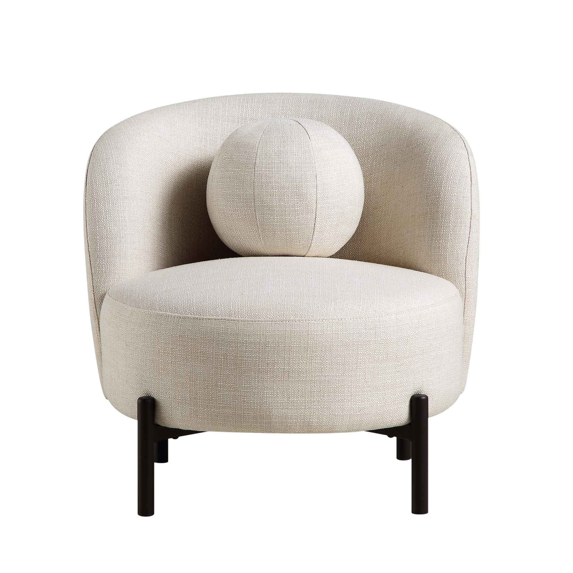 Amboise Armchair with Ball Cushion, Beige Linen Blend - Image 7
