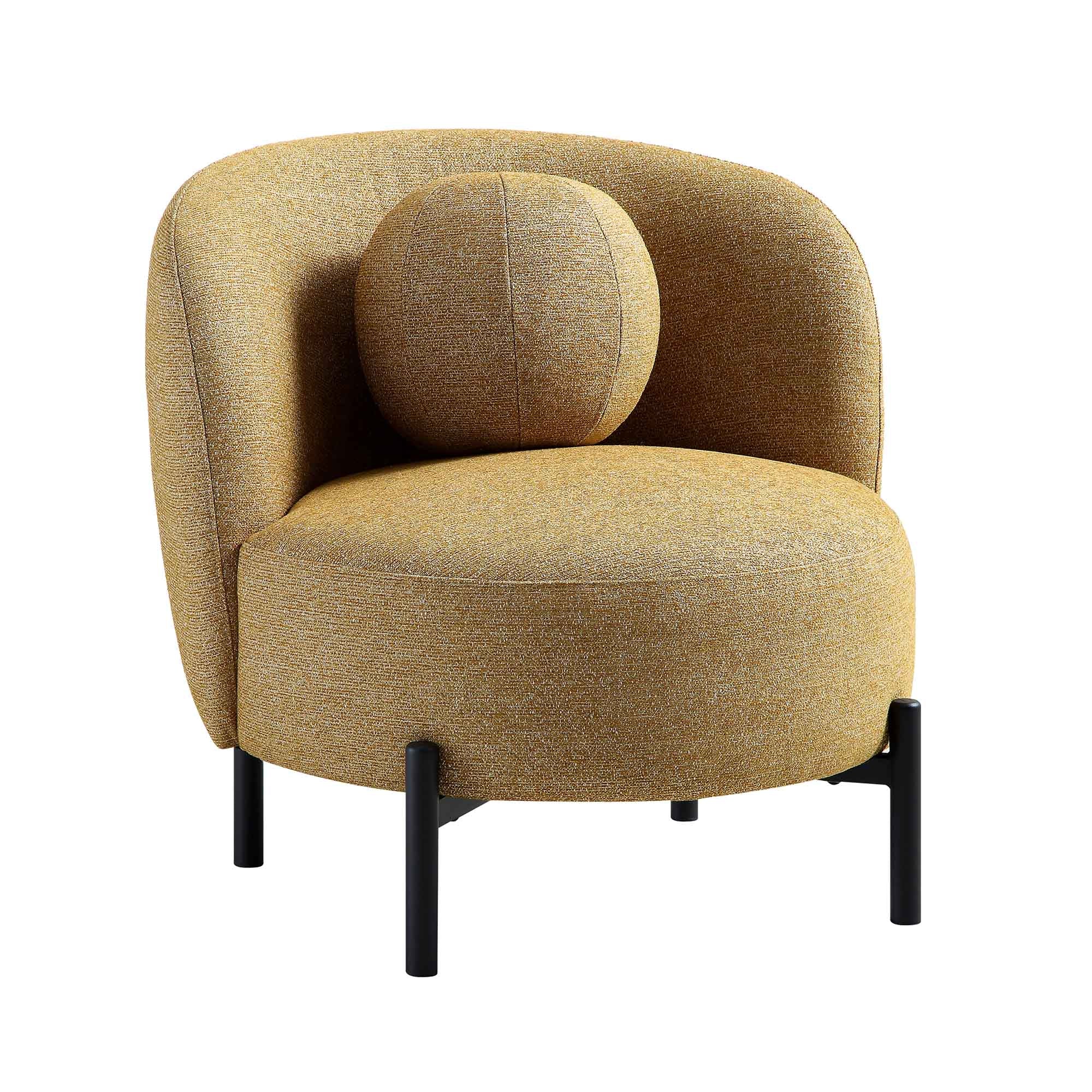 Amboise Armchair with Ball Cushion, Marigold Textured Fabric - Image 6