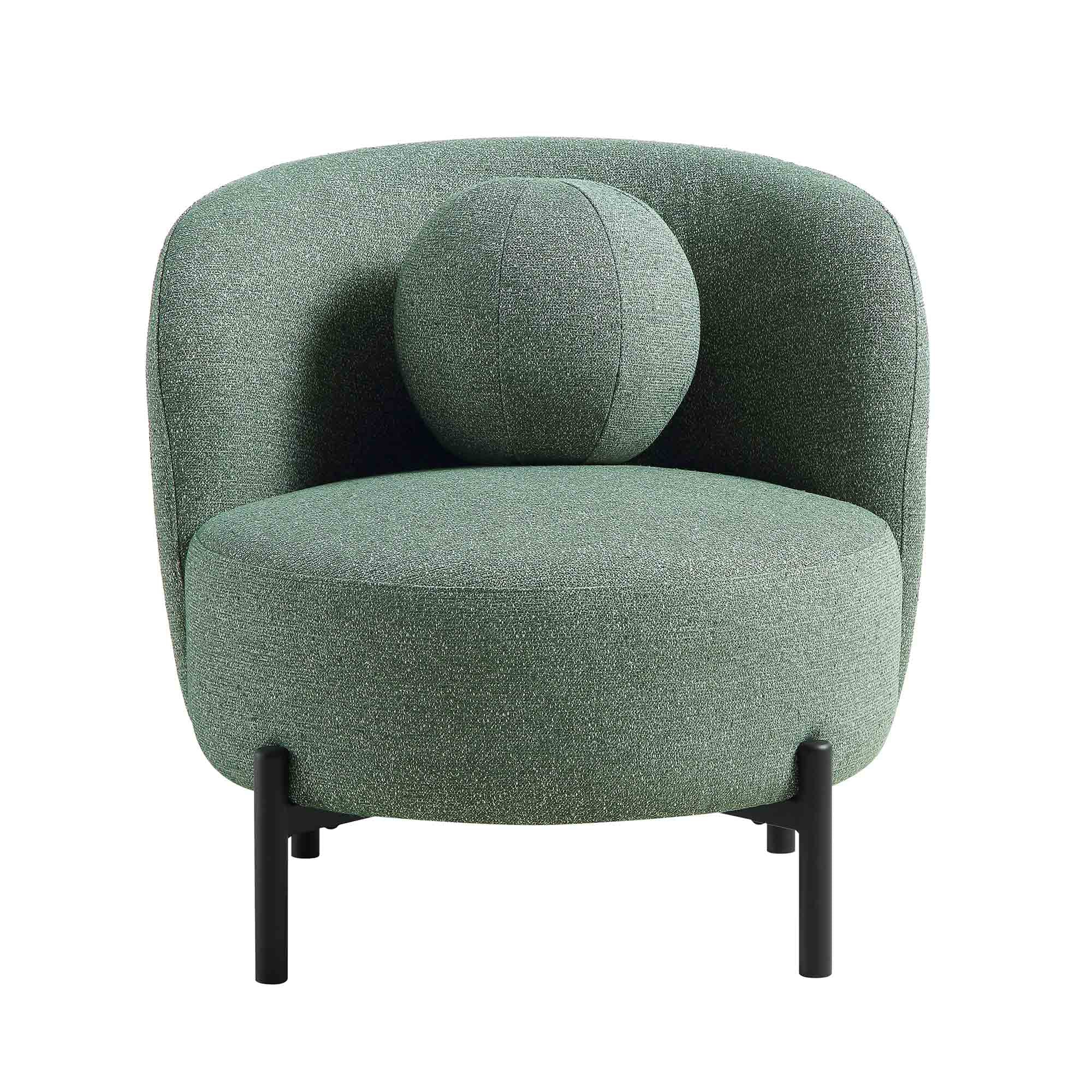 Amboise Armchair with Ball Cushion, Spruce Green Textured Fabric - Image 6