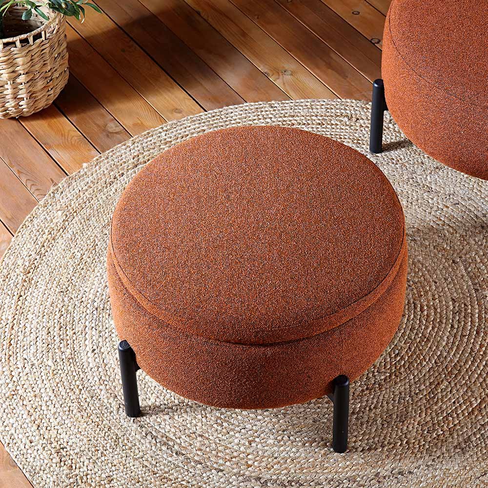 Amboise Round Storage Pouffe, Brick Boucle - Image 3
