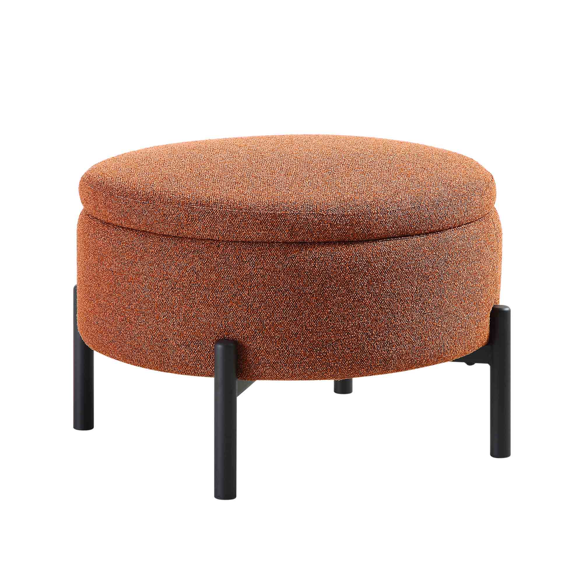 Amboise Round Storage Pouffe, Brick Boucle - Image 4