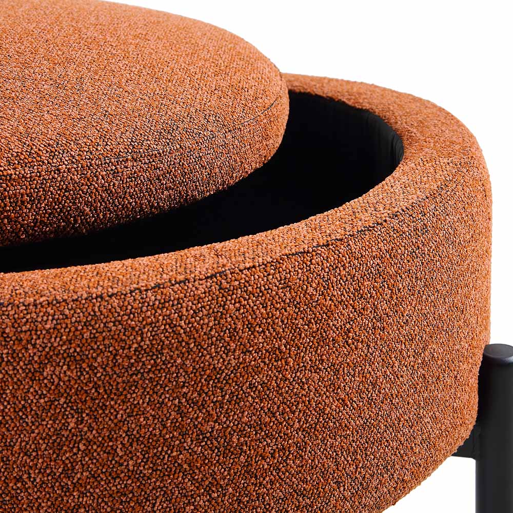 Amboise Round Storage Pouffe, Brick Boucle - Image 9