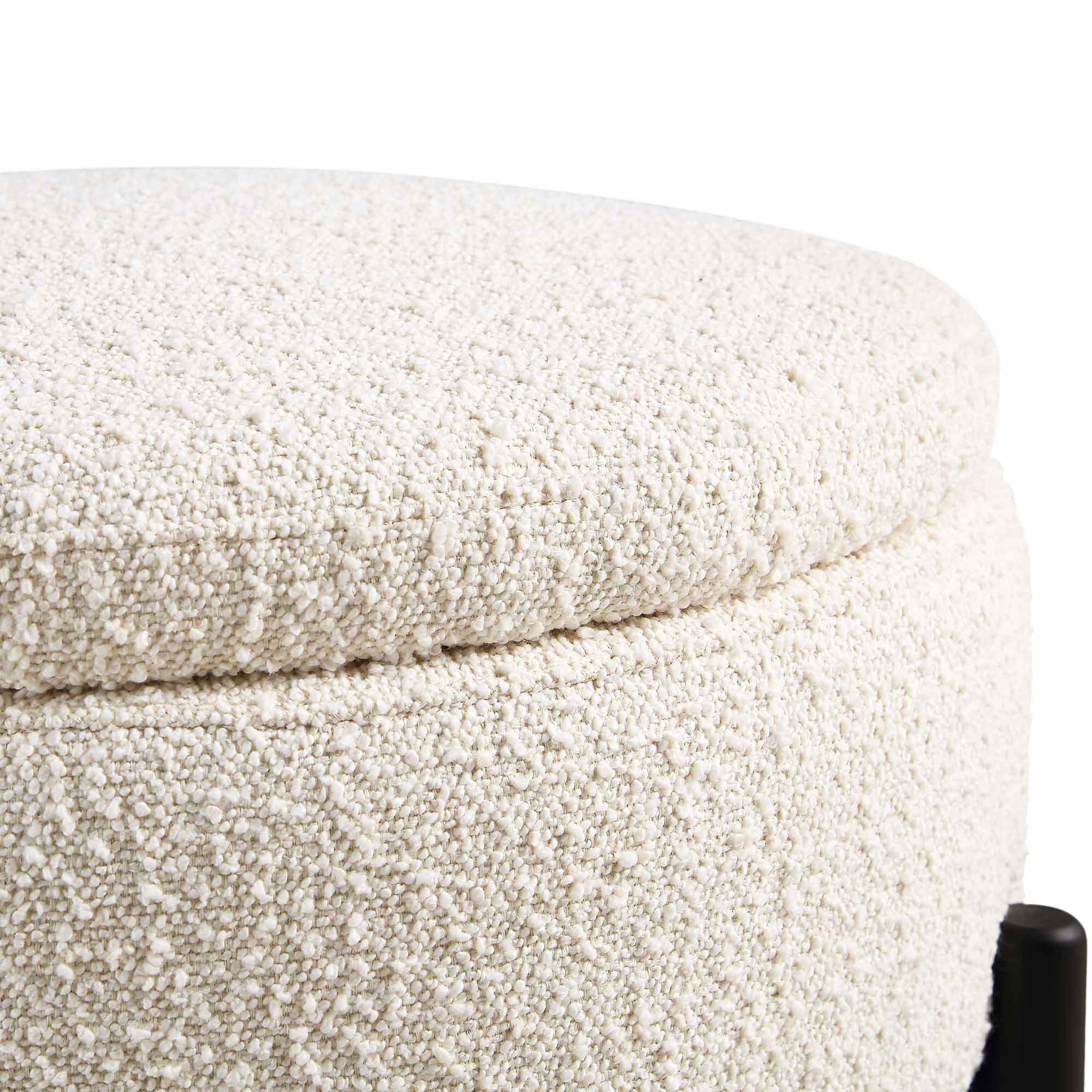 Amboise Round Storage Pouffe, Ecru Boucle - Image 8