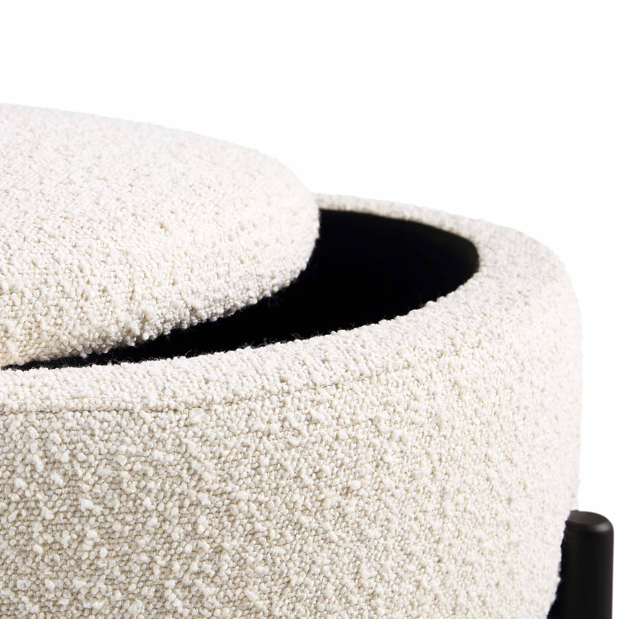 Amboise Round Storage Pouffe, Ecru Boucle - Image 9