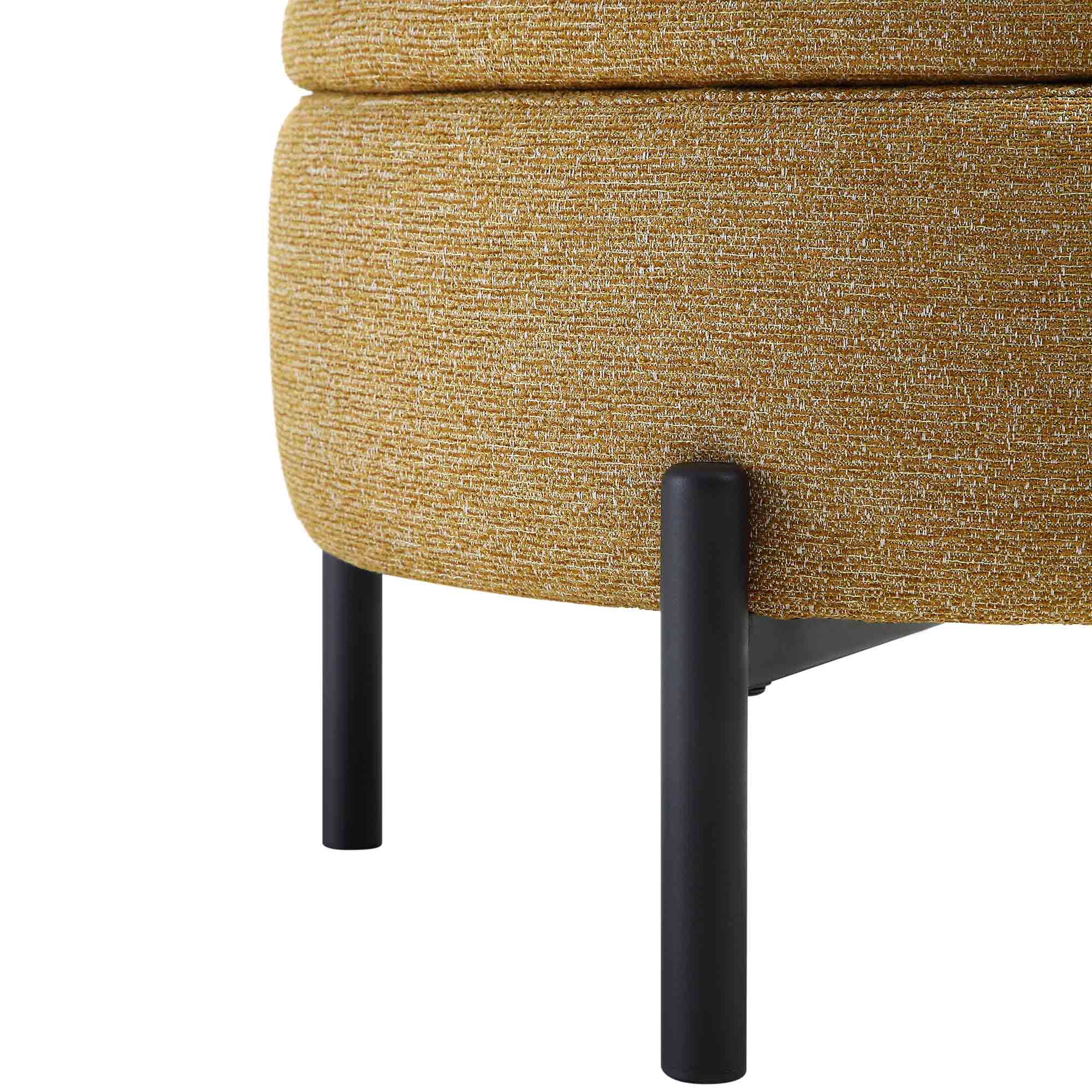 Amboise Round Storage Pouffe, Marigold Textured Fabric - Image 10