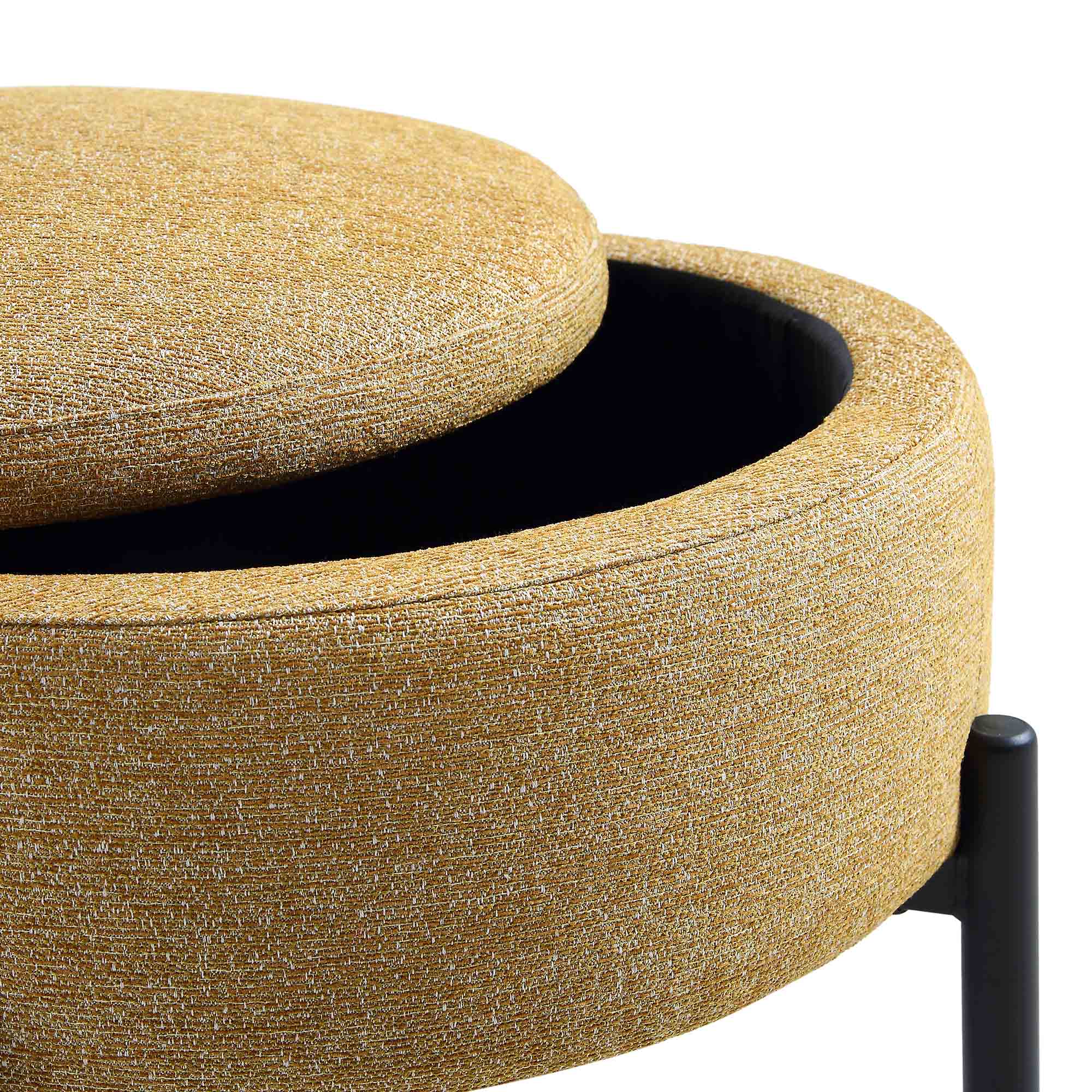 Amboise Round Storage Pouffe, Marigold Textured Fabric - Image 9