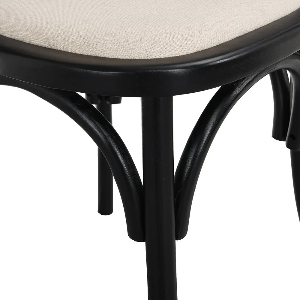 Anya Set of 2 Cane Rattan and Upholstered Dining Chairs, Black Colour - Image 10