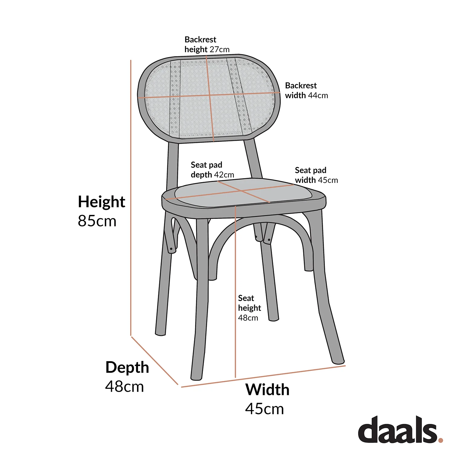 Anya Set of 2 Cane Rattan and Upholstered Dining Chairs, Light Walnut - Image 5