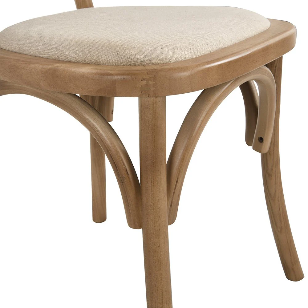 Anya Set of 2 Cane Rattan and Upholstered Dining Chairs, Natural Colour - Image 10