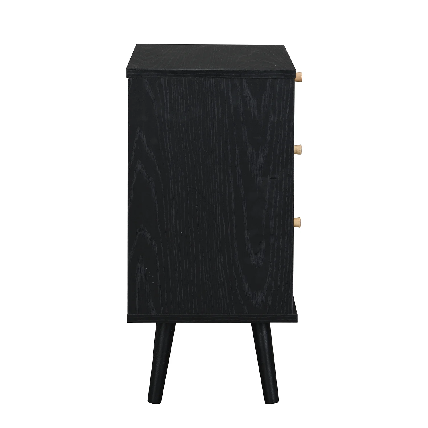Anya Woven Rattan 3-Drawer Bedside Table in Black Colour - Image 6