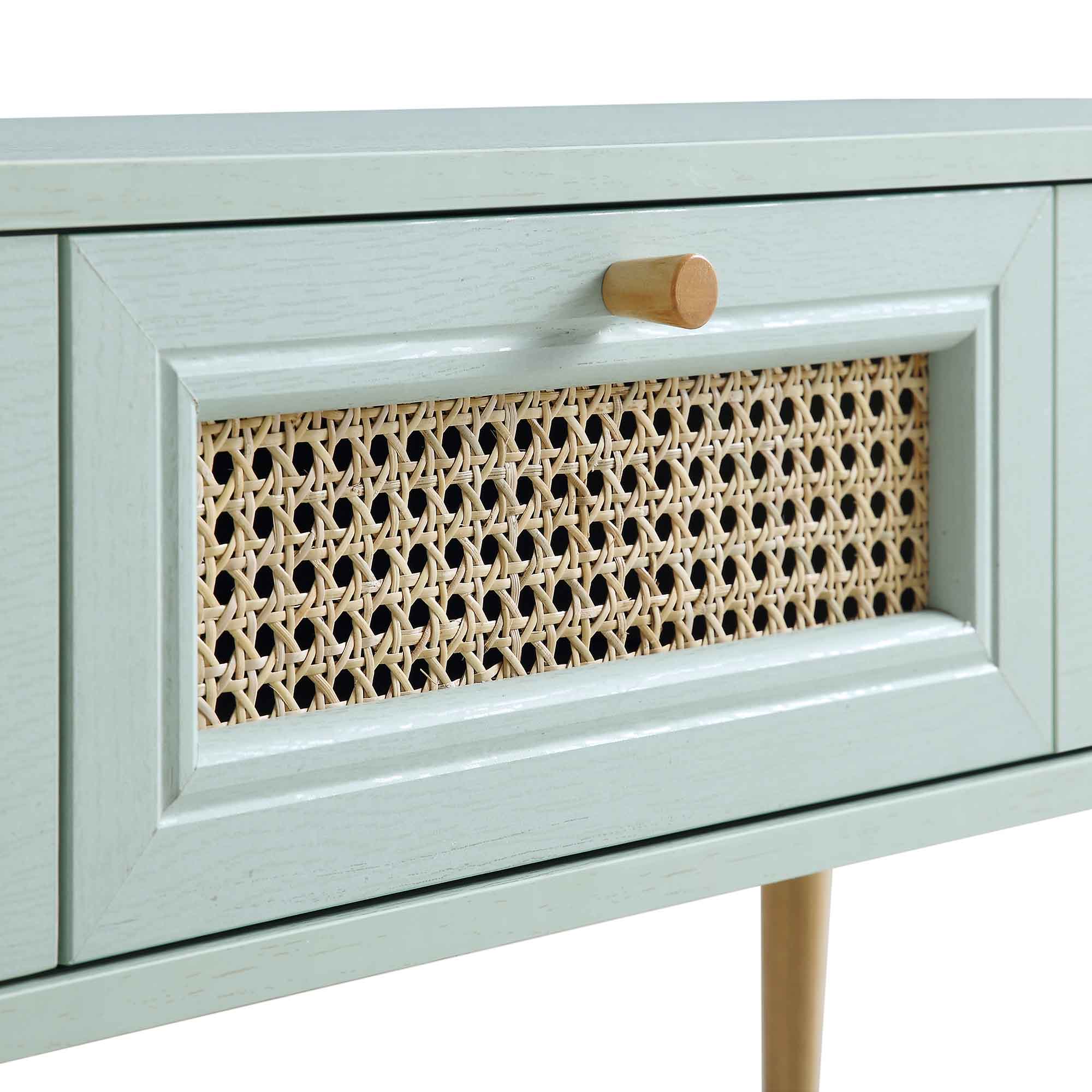 Anya Woven Rattan 3-Drawer TV Unit in Mint - Image 10