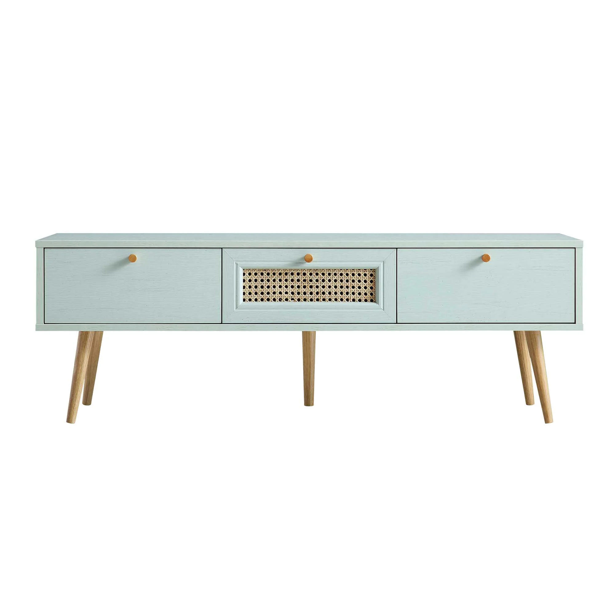 Anya Woven Rattan 3-Drawer TV Unit in Mint - Image 3