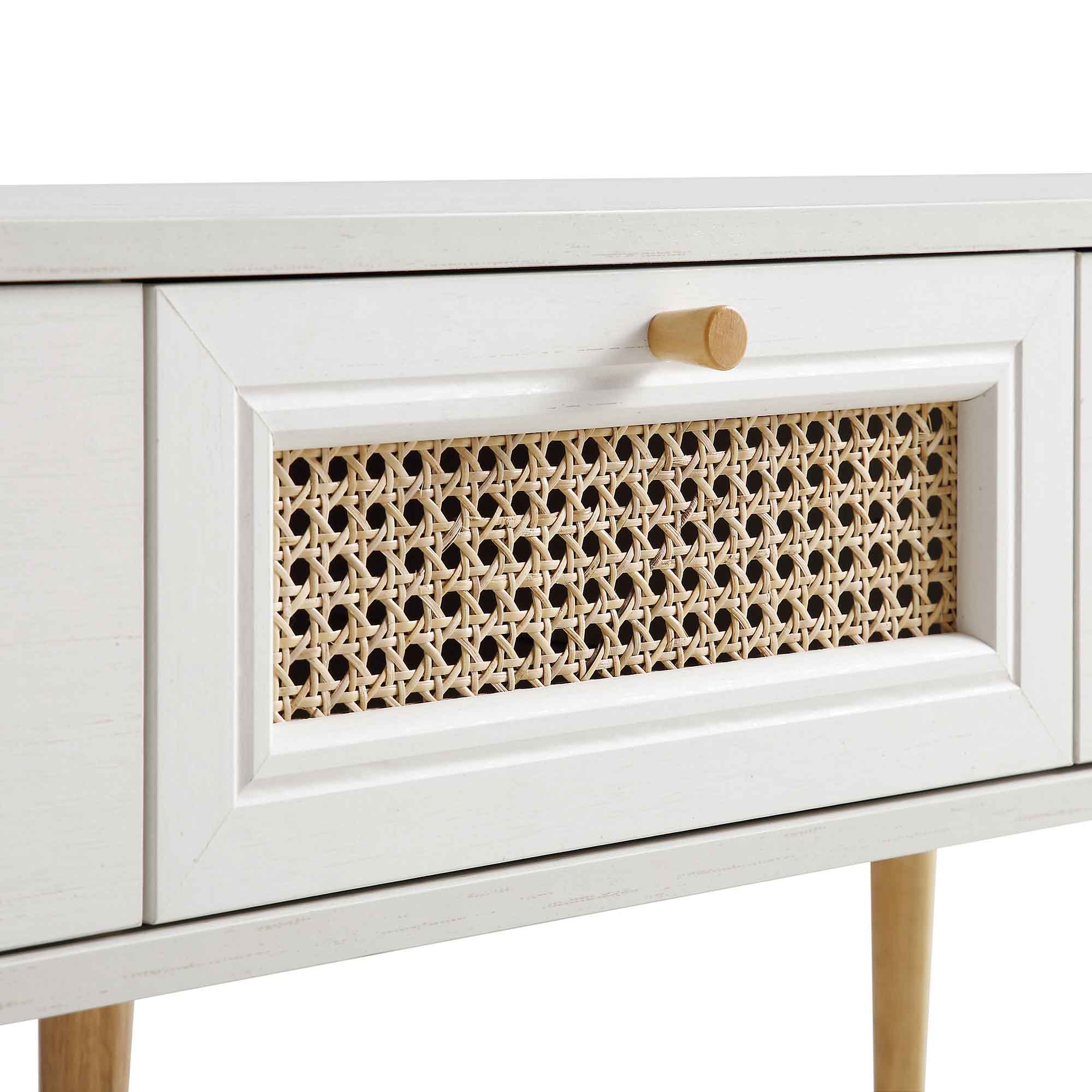 Anya Woven Rattan 3-Drawer TV Unit in White - Image 10