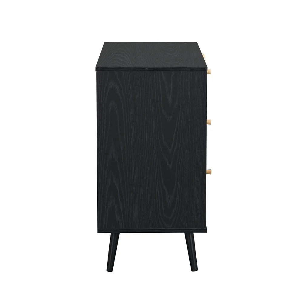 Anya Woven Rattan Chest of 3 Drawer in Black Colour - Image 4