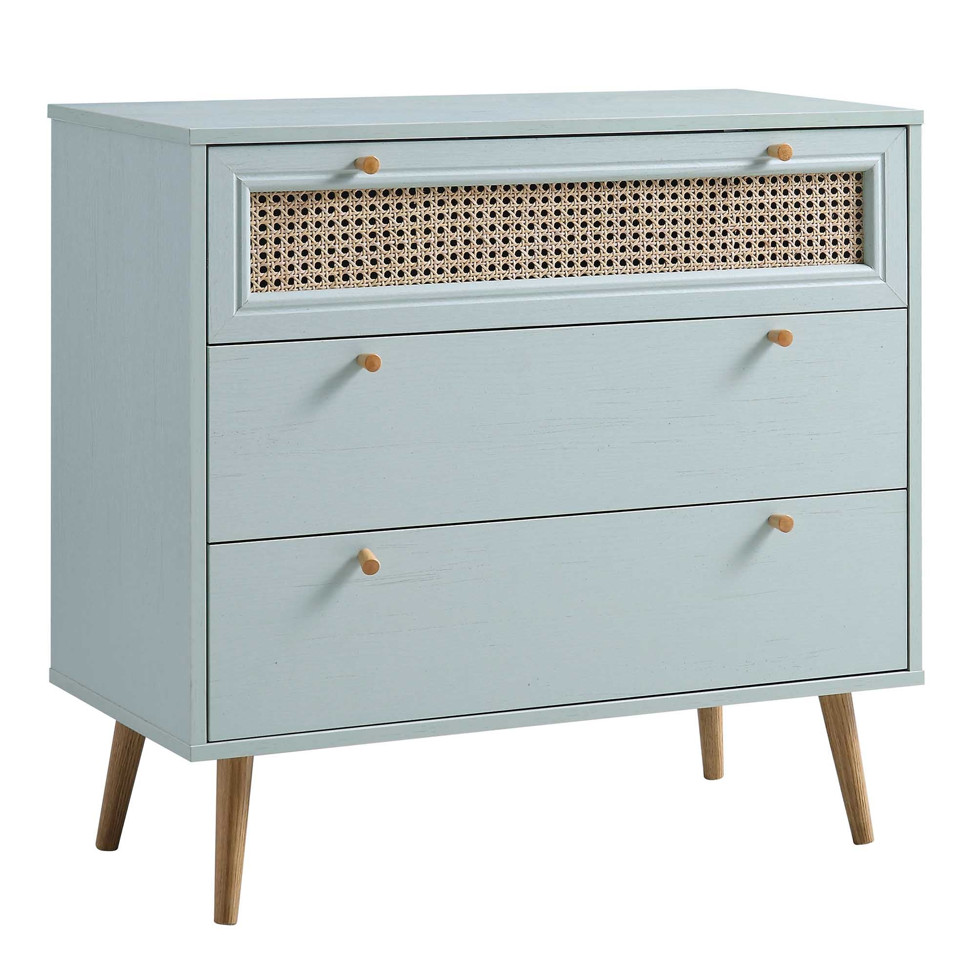 Anya Woven Rattan Chest of 3 Drawer in Mint Colour - Image 4