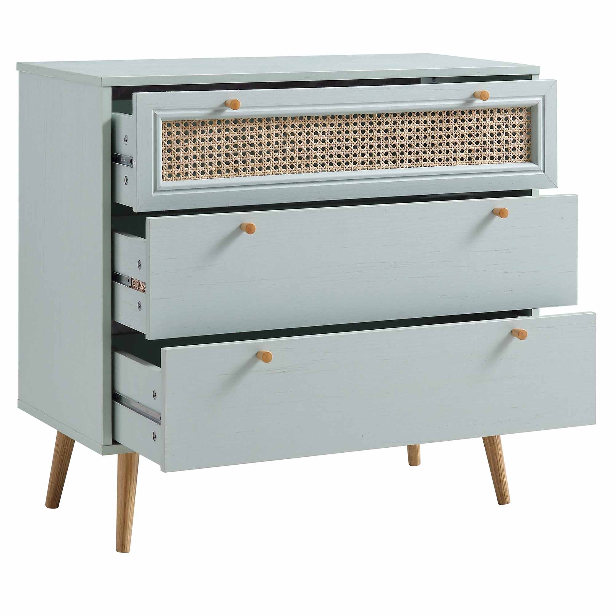 Anya Woven Rattan Chest of 3 Drawer in Mint Colour - Image 6