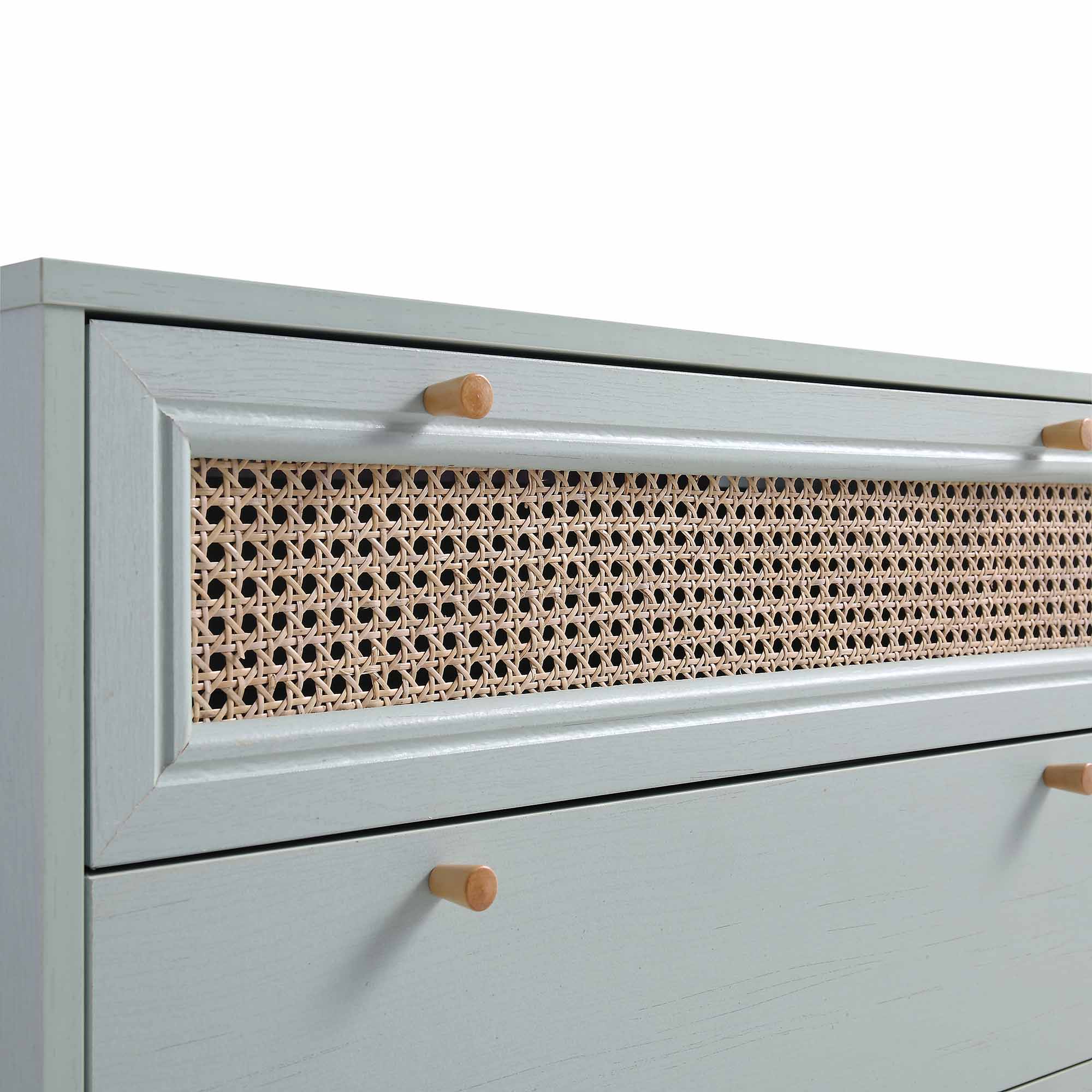 Anya Woven Rattan Chest of 3 Drawer in Mint Colour - Image 8