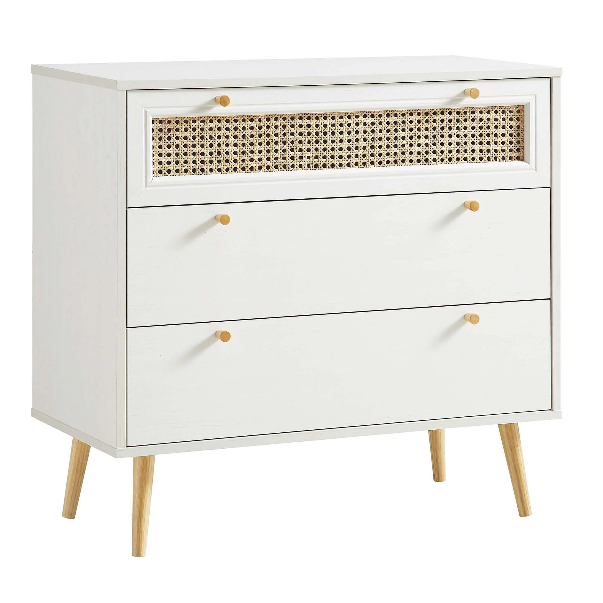 Anya Woven Rattan Chest of 3 Drawers in White - Image 3