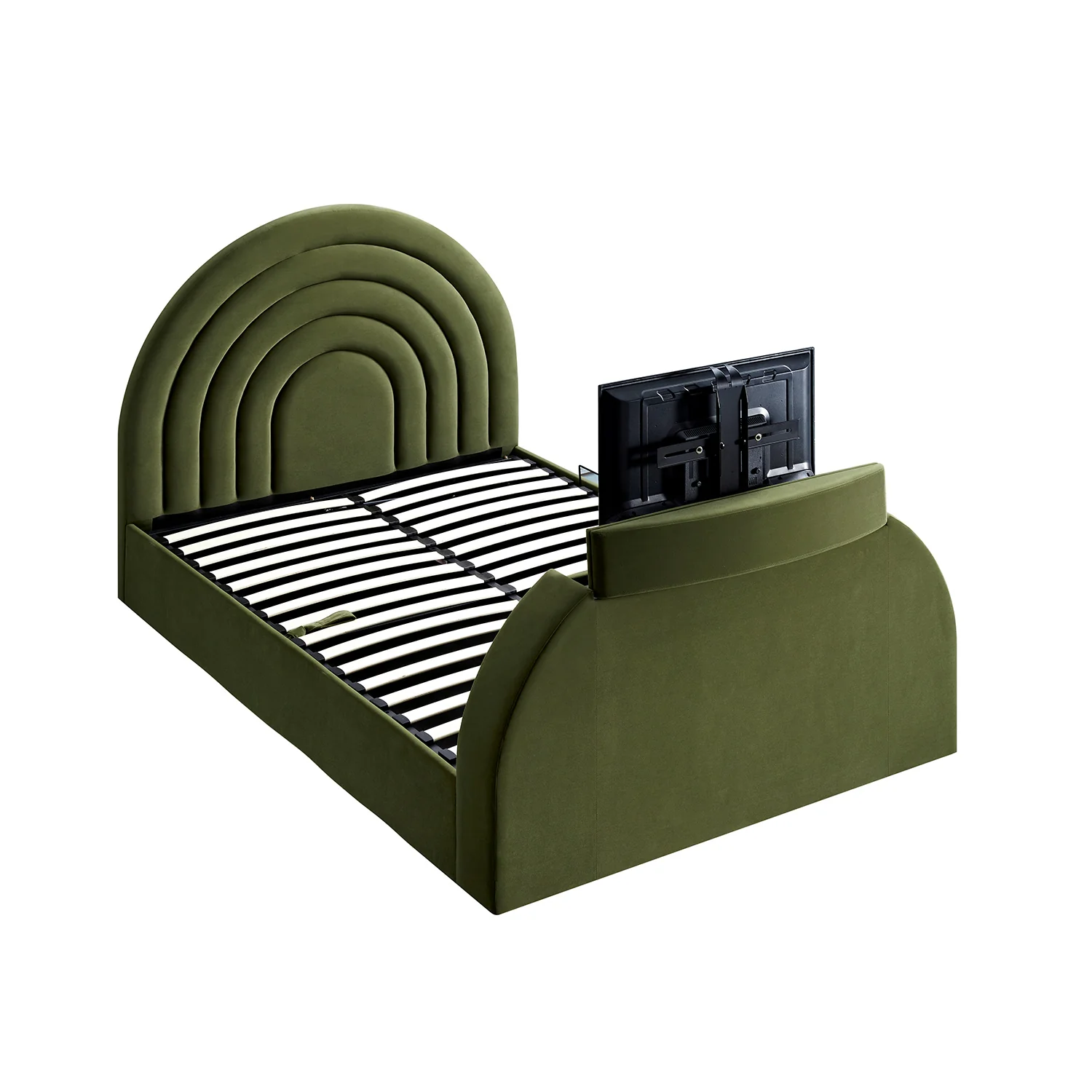 Archer Moss Green Velvet Ottoman TV Bed - Image 16