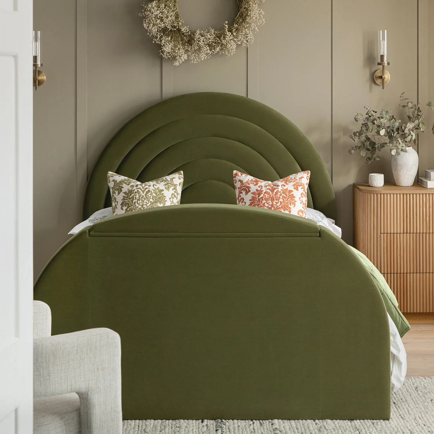 Archer Moss Green Velvet Ottoman TV Bed - Image 3